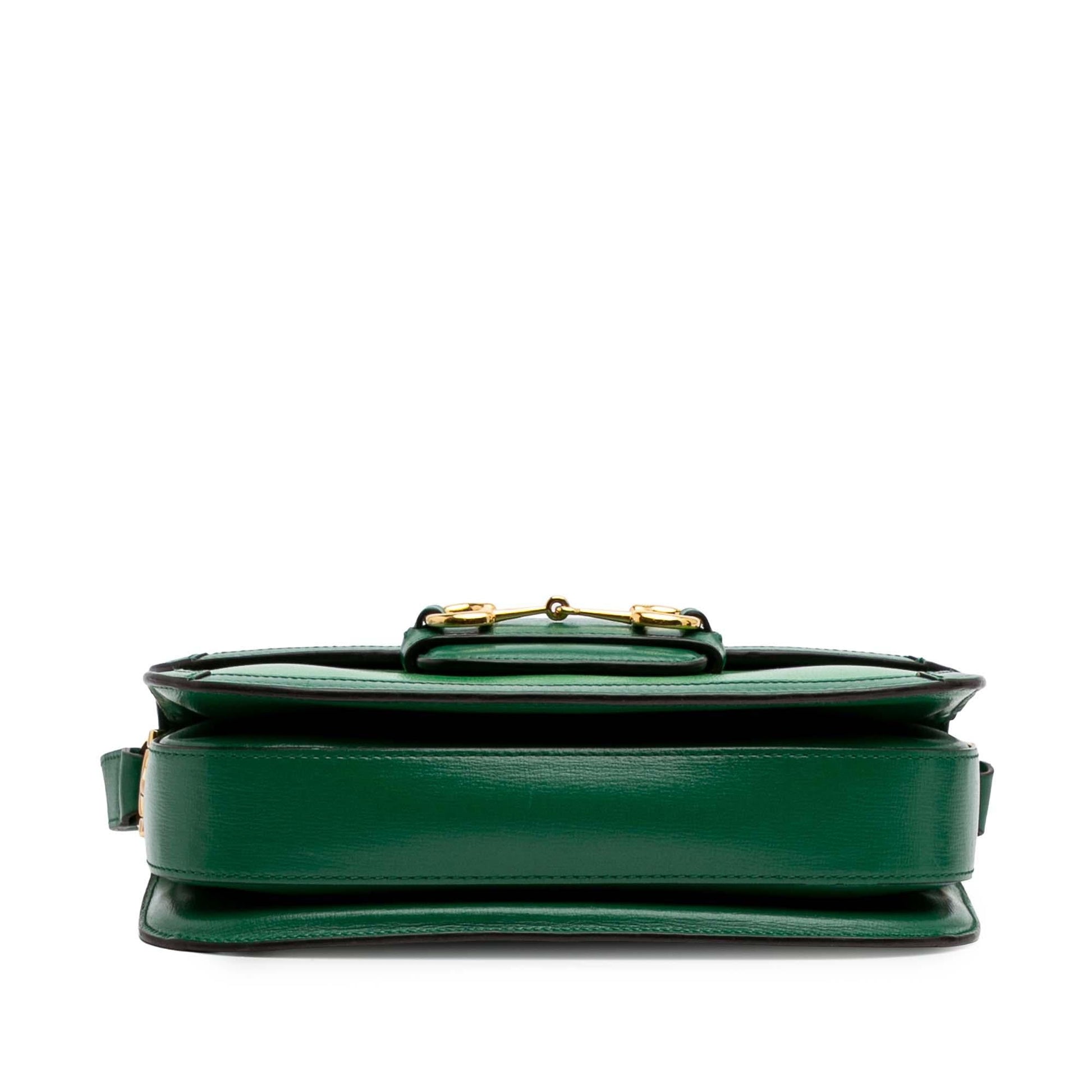 Gucci Horsebit Leather Canvas Green Small Shoulder Bag Bag 1
