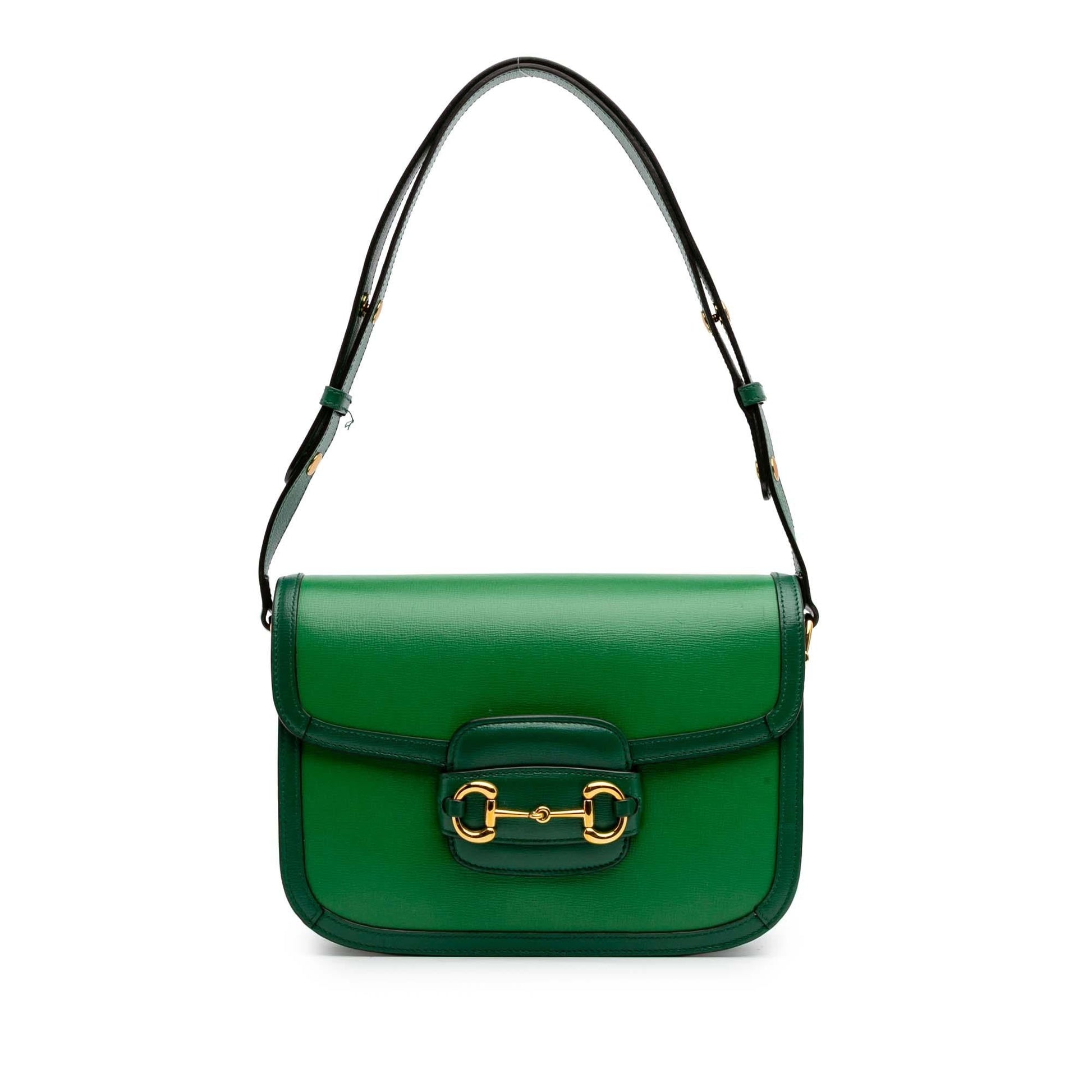 Gucci Horsebit Leather Canvas Green Small Shoulder Bag Bag 1
