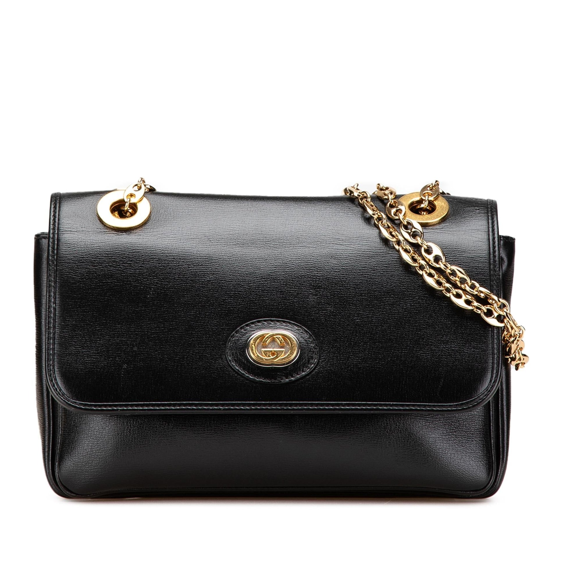 Gucci Marina Chain Leather Calf Black Small Shoulder Bag