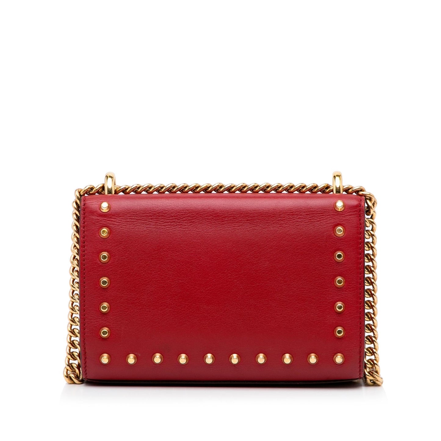 Gucci Pearl Studded Padlock SHG-lpKTdk Leather Calf Red Small Crossbody Bag