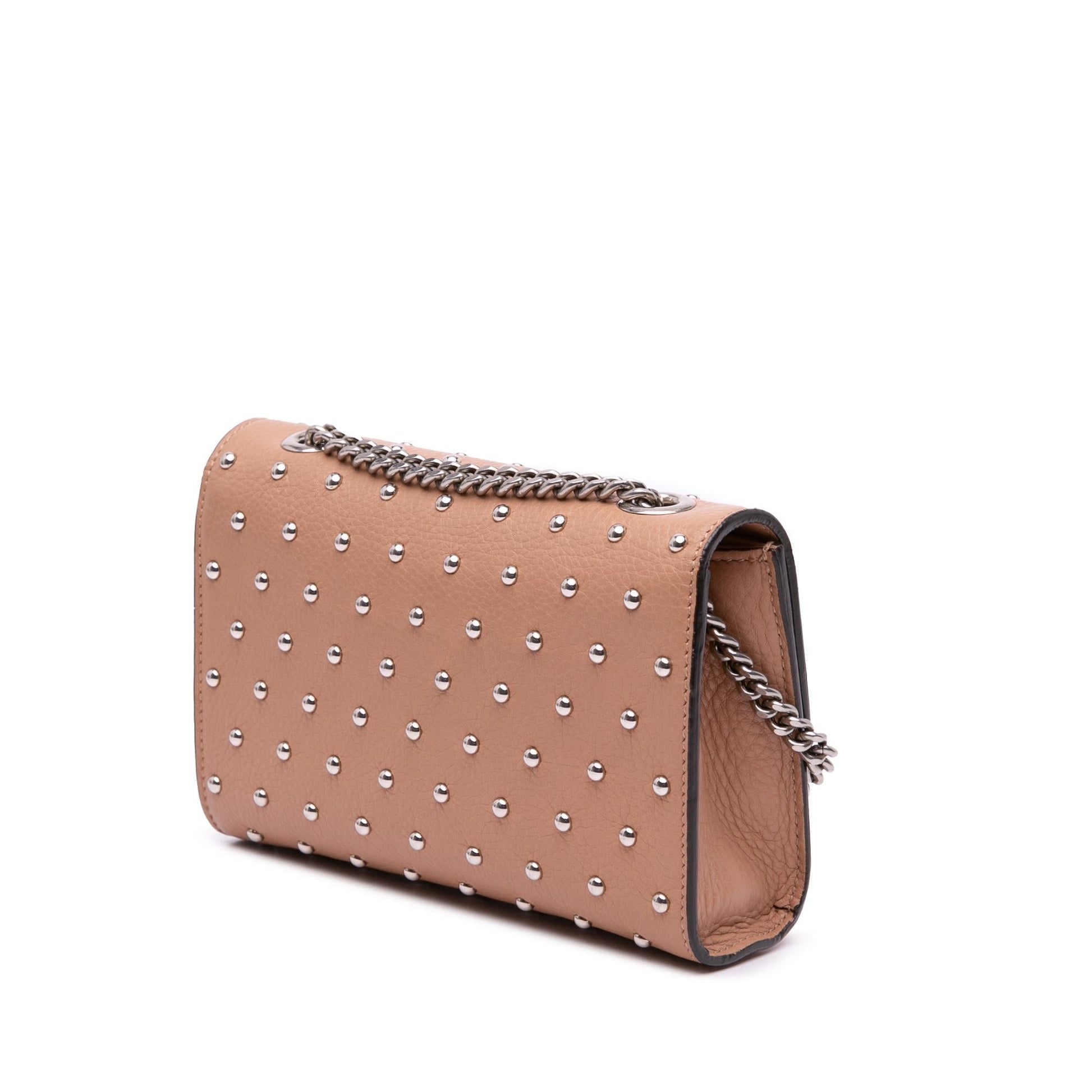 Gucci Studded Miss Bamboo Leather Calf Brown Small Crossbody Bag