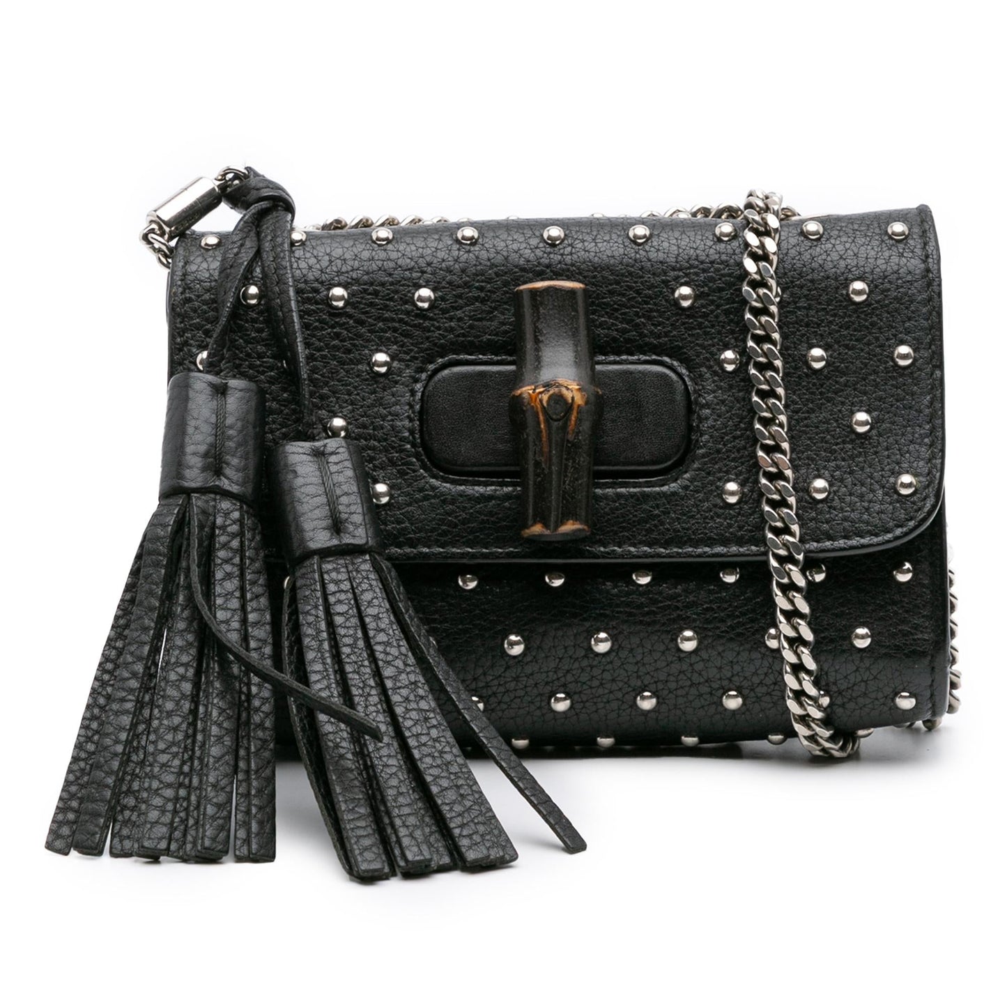 Gucci Studded Miss Bamboo Leather Small Crossbody Bag