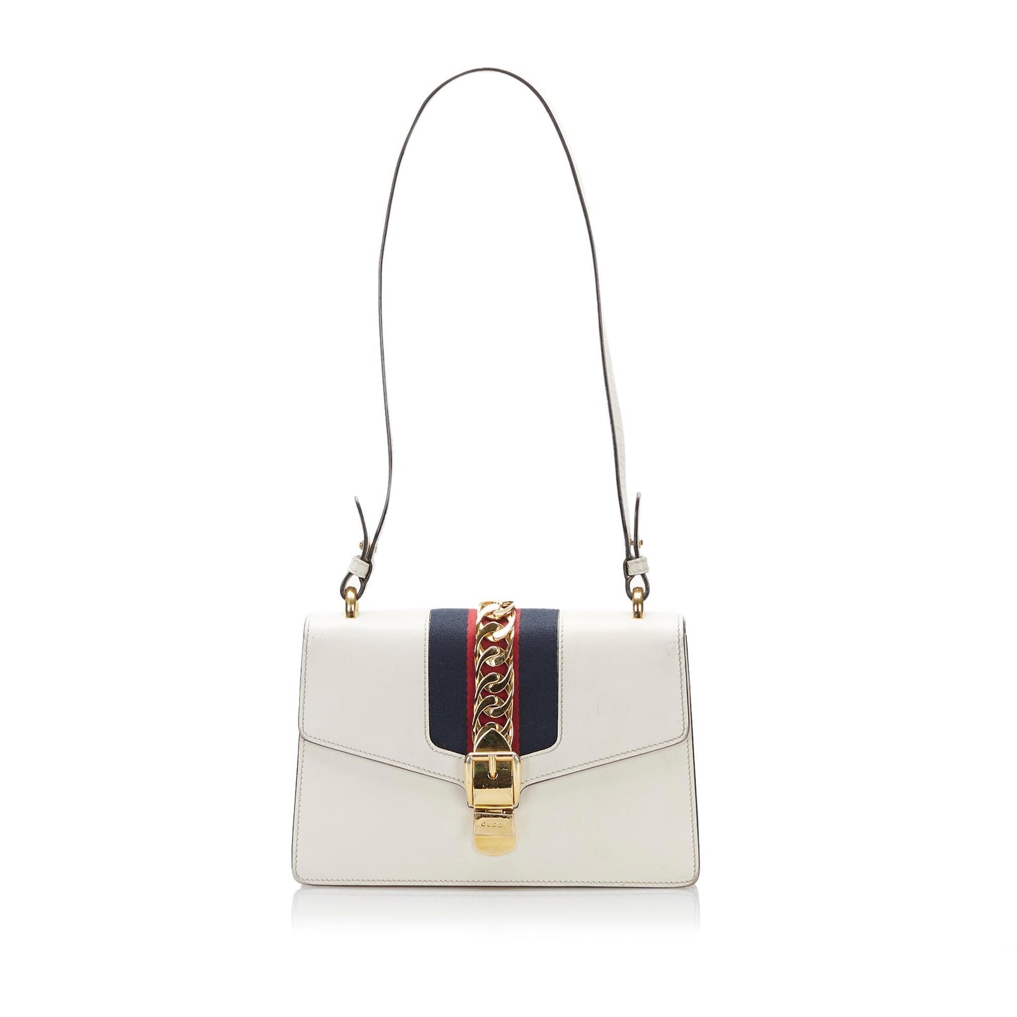 Gucci Sylvie Leather Calf White Small Satchel Bag Shg Ydaktg