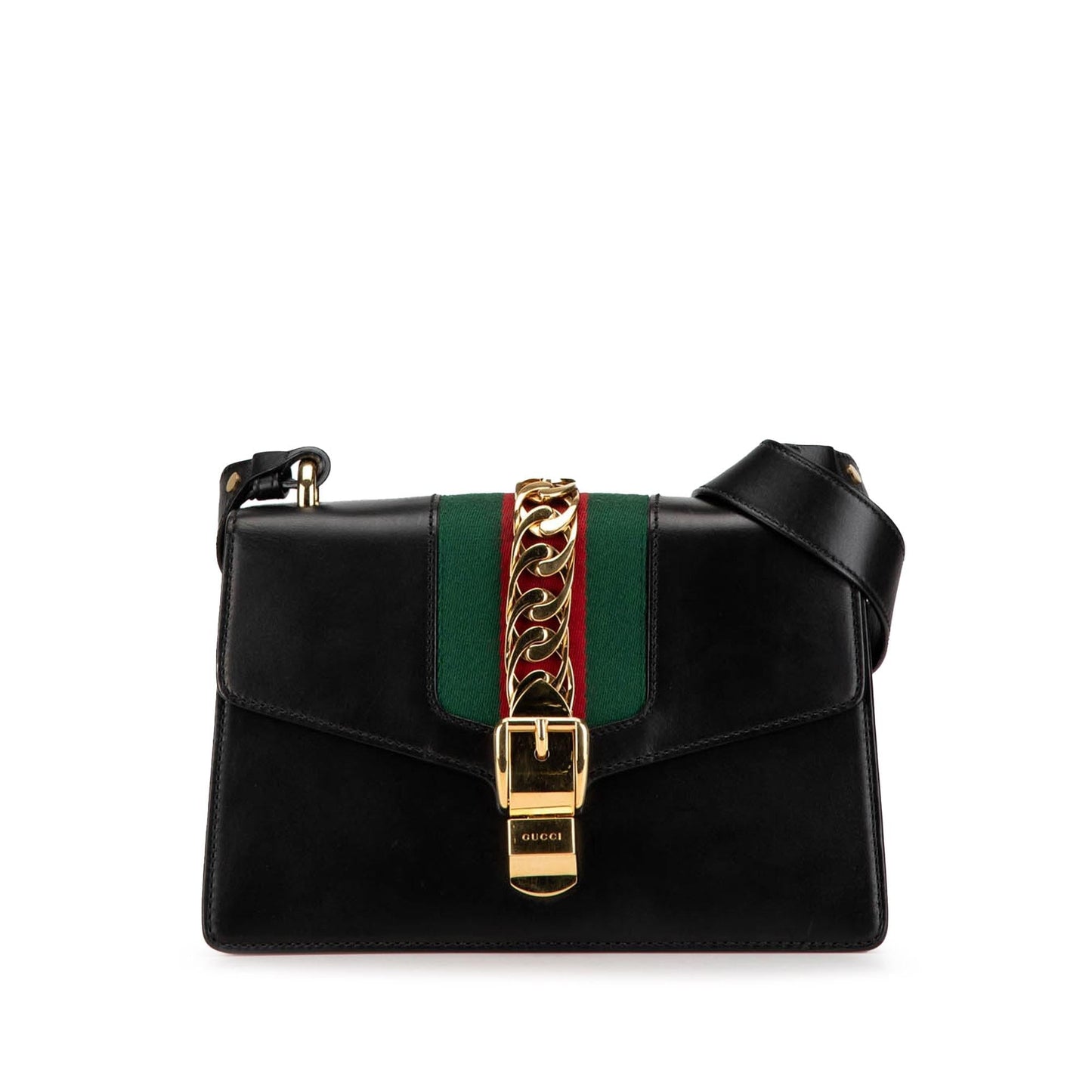 Gucci Sylvie Leather Calf Black Small Satchel Bag