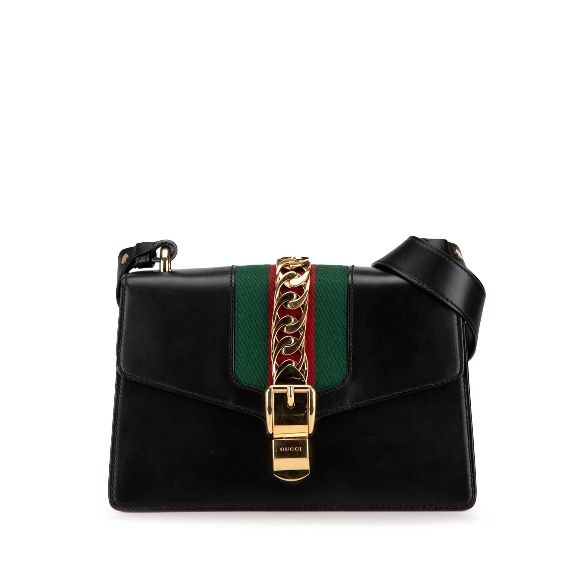 Gucci Sylvie Leather Calf Black Small Satchel Bag