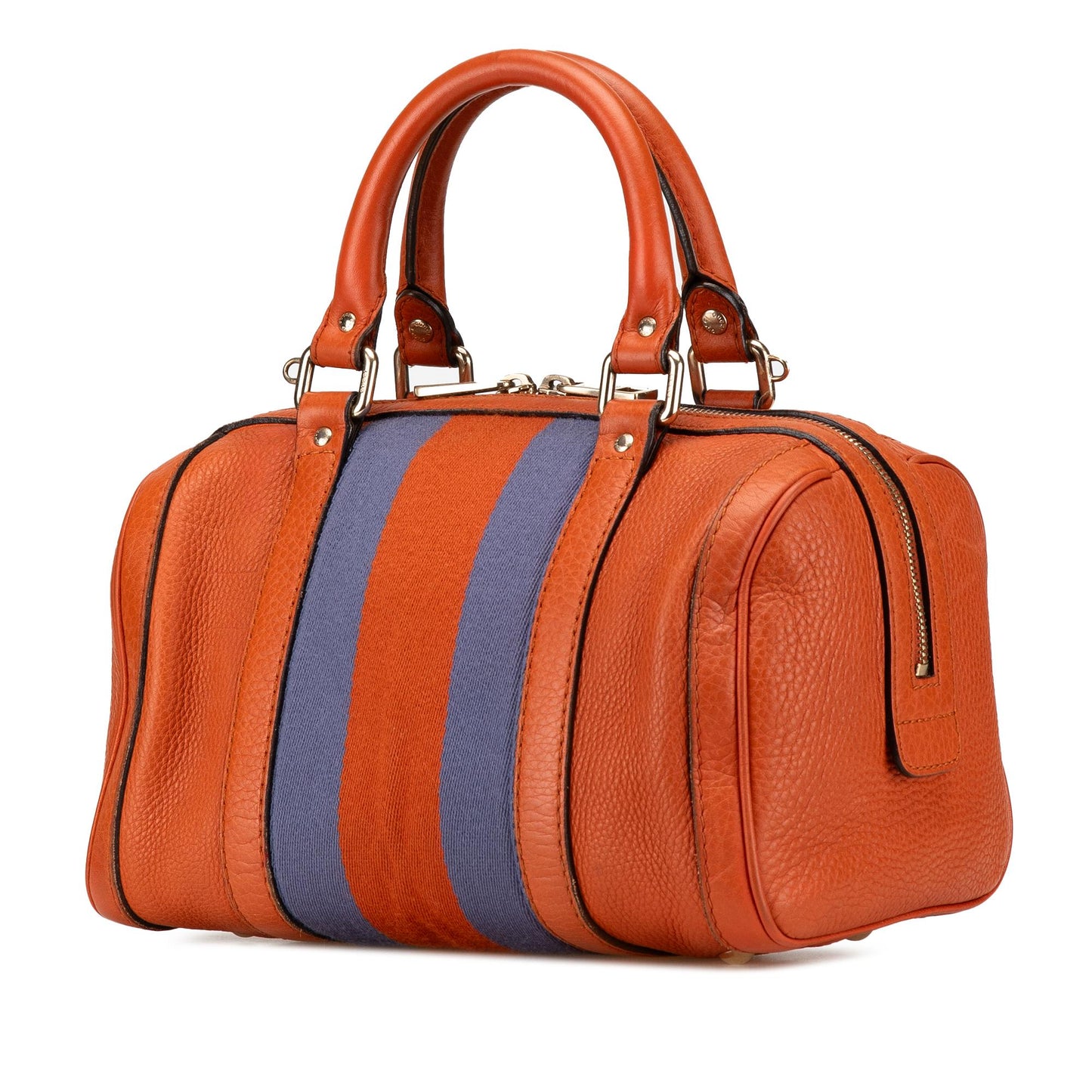 Gucci Web Joy Boston Leather Calf Orange Small Satchel Bag