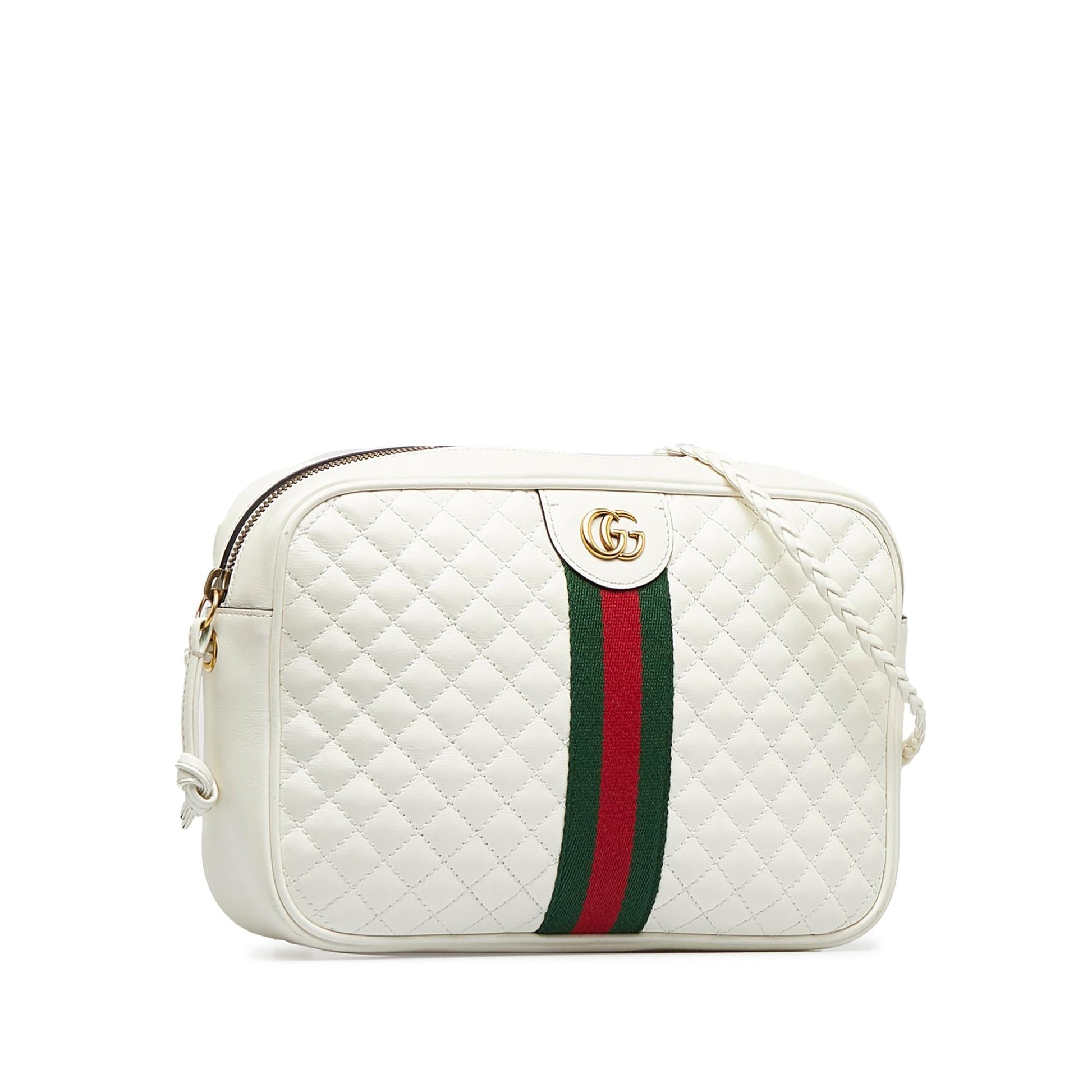 Gucci Web Trapuntata SHG-2gYJQ8 Leather Calf White Small Crossbody Bag