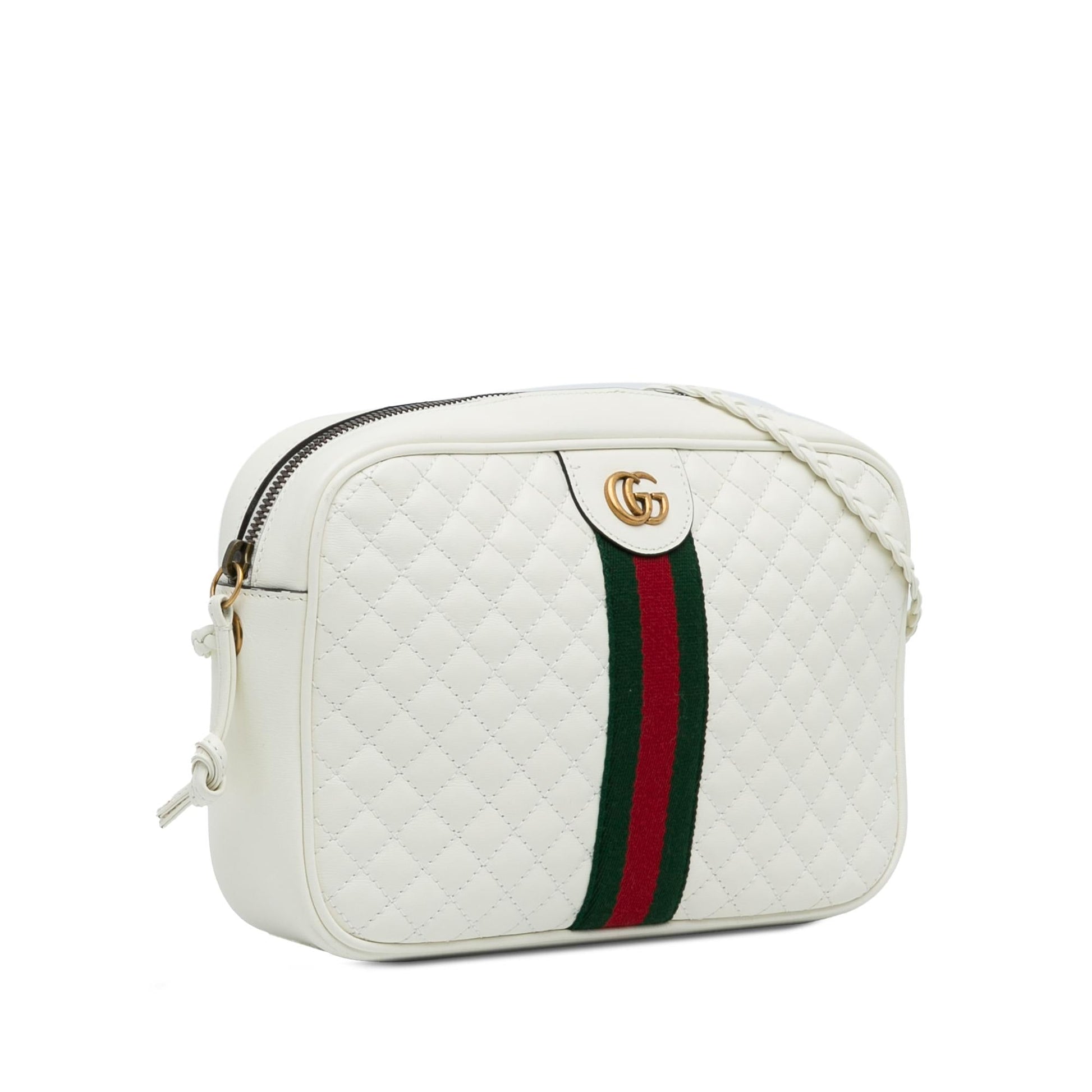 Gucci Web Trapuntata SHG-70xUkM Leather Calf White Small Crossbody Bag