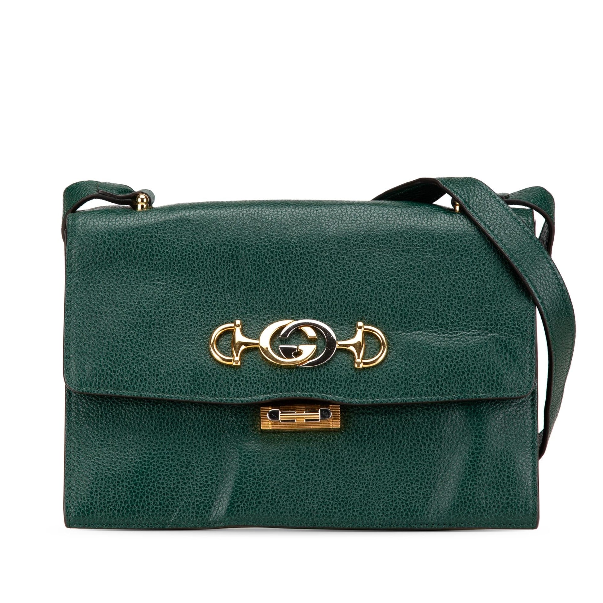 Gucci Zumi Flap Leather Calf Green Small Crossbody Bag Flap Crossbody