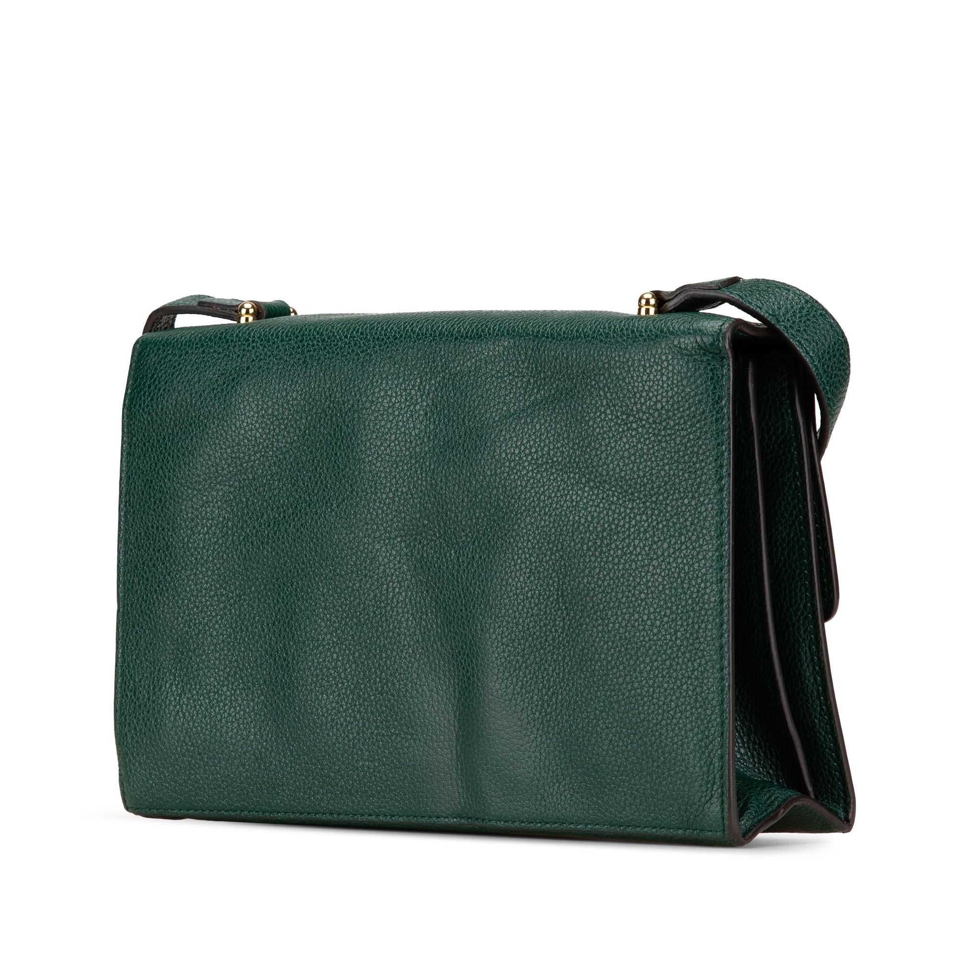 Gucci Zumi Flap Leather Calf Green Small Crossbody Bag Flap Crossbody