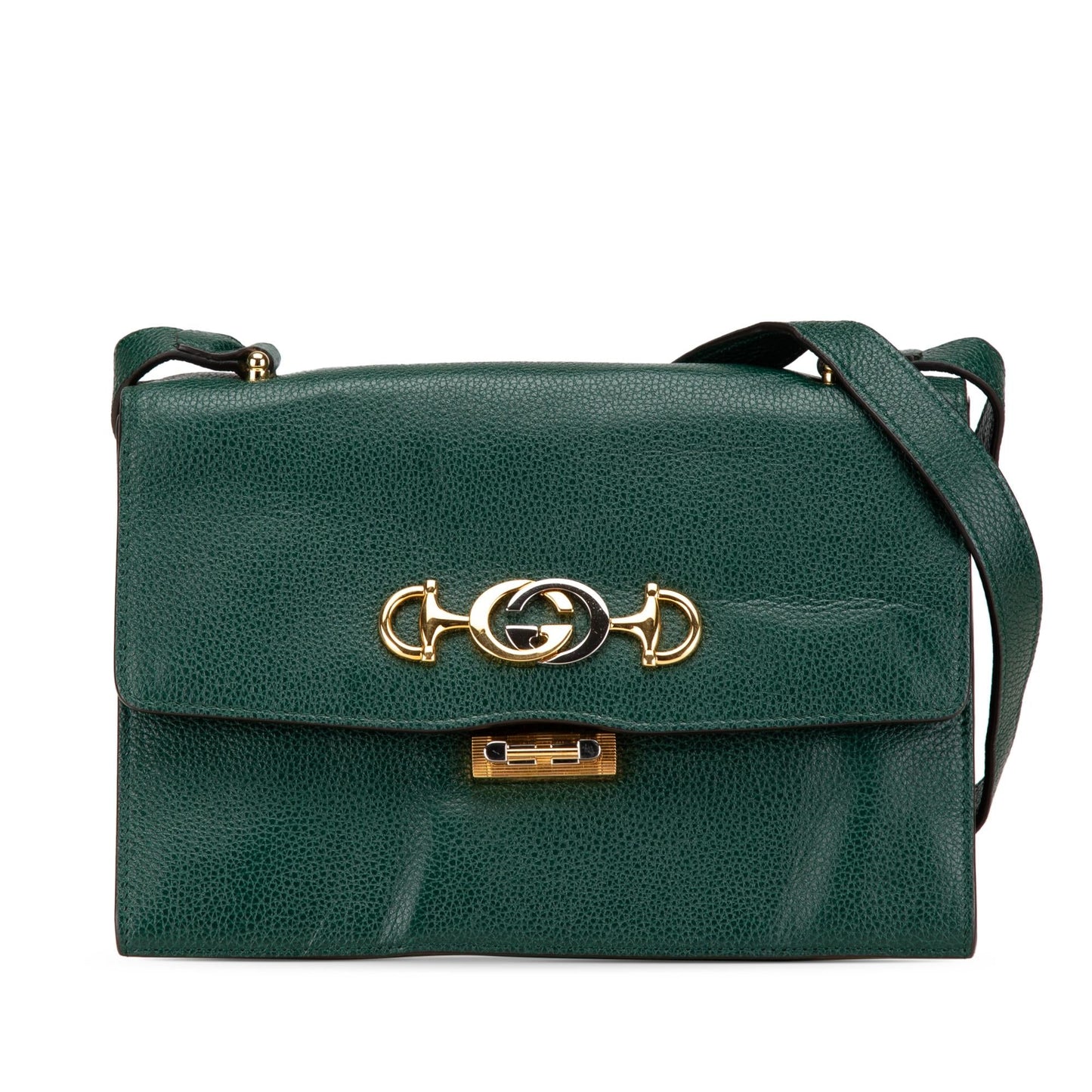 Gucci Zumi Flap Leather Calf Green Small Crossbody Bag