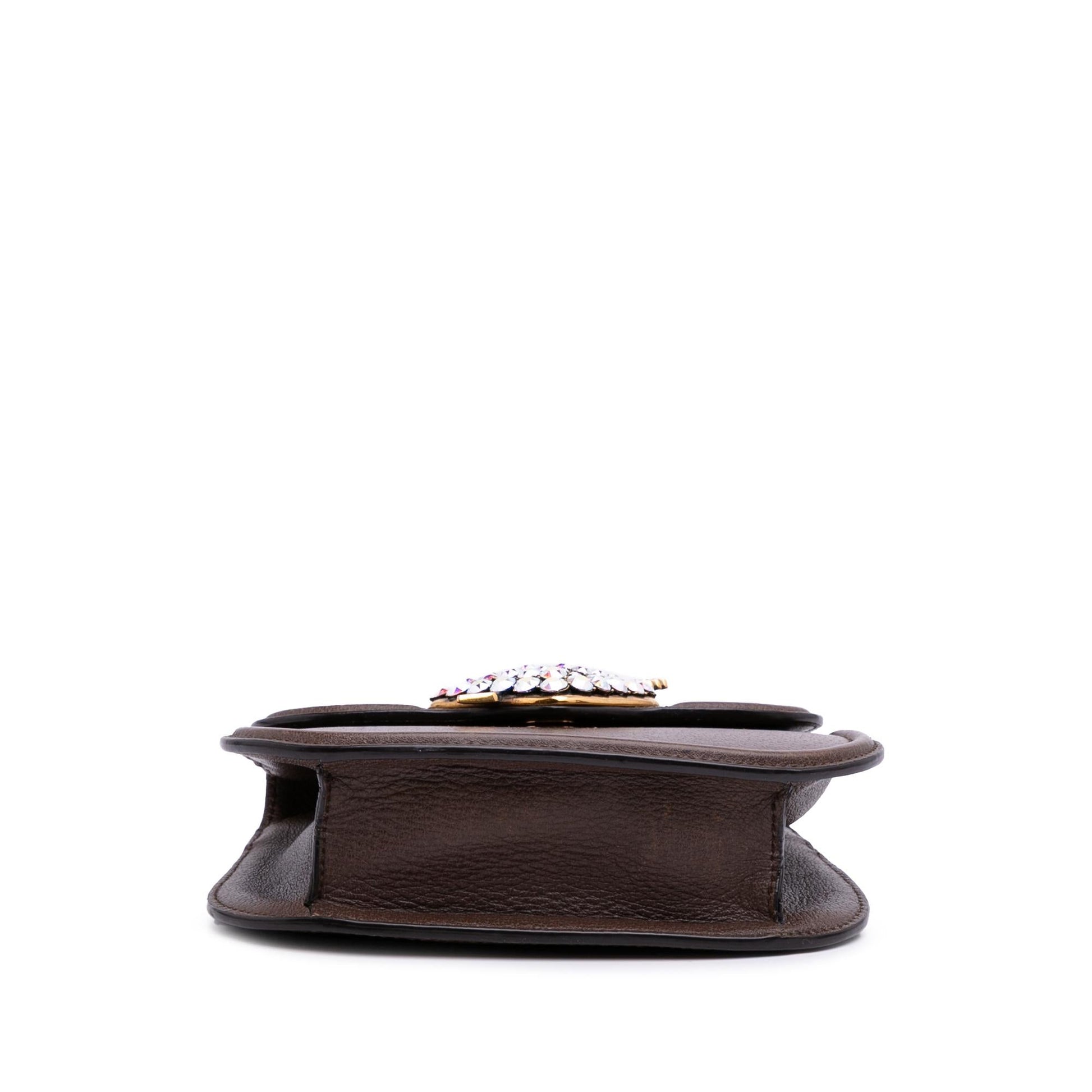Gucci Linea Totem Crystal Heart Calf Brown Small Crossbody Bag Crossbody 1