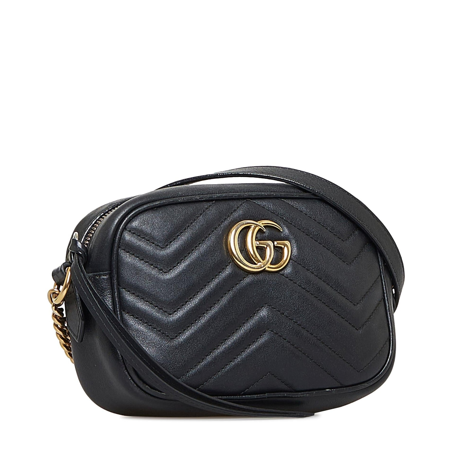 Gucci Marmont Camera SHG-LqYqXu Calf Black Small Crossbody Bag