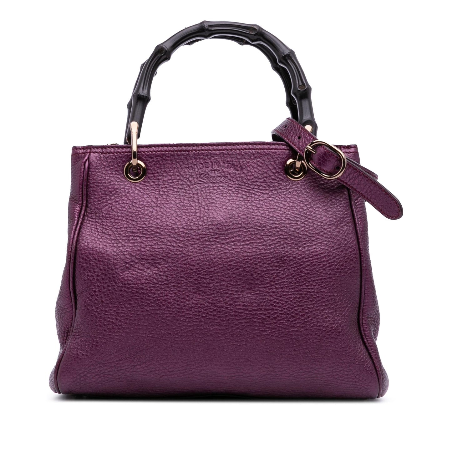 Gucci Metallic Bamboo Shopper Calf Calfskin Small Satchel Bag