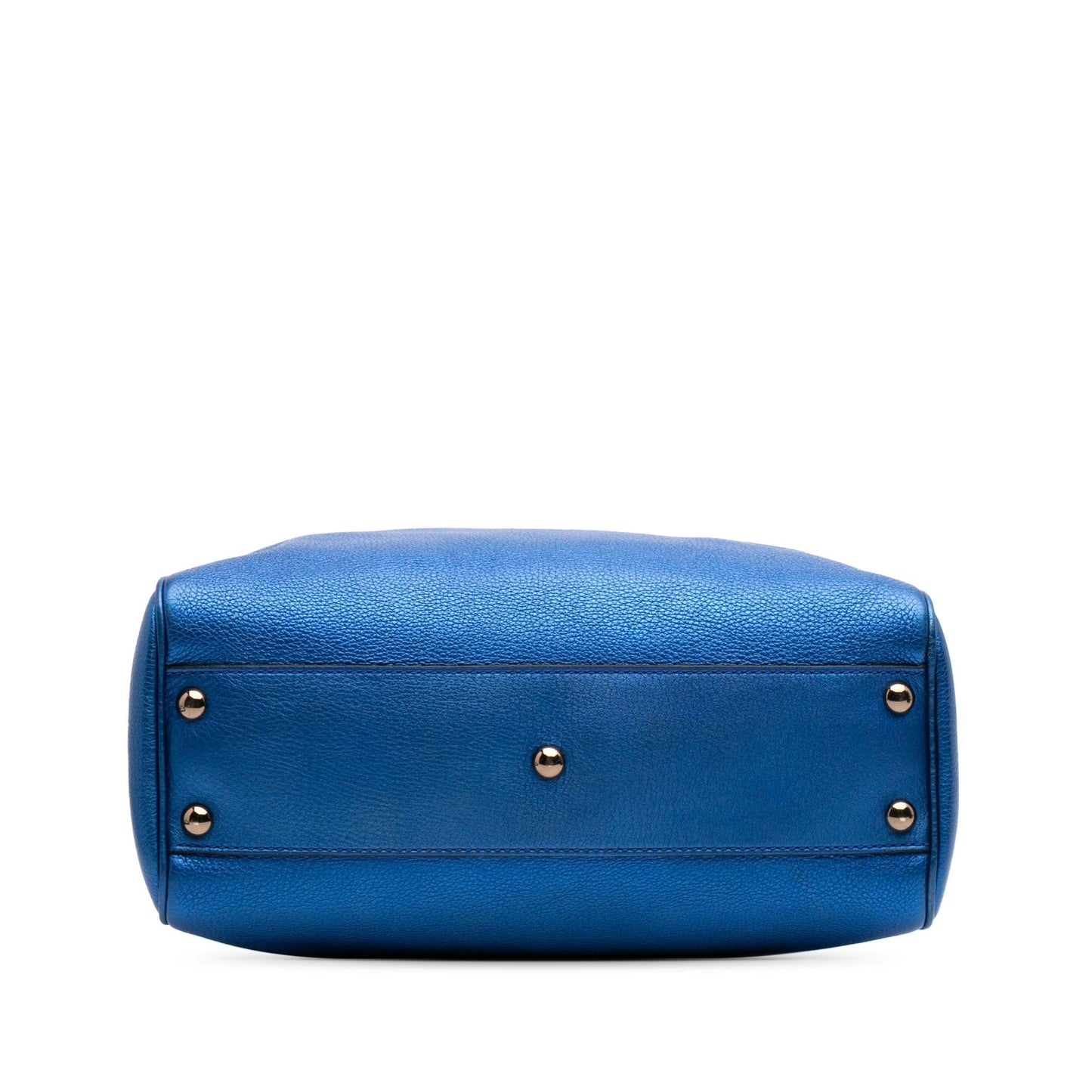Gucci Metallic Bamboo Shopper Calf Calfskin Blue Small Satchel Bag