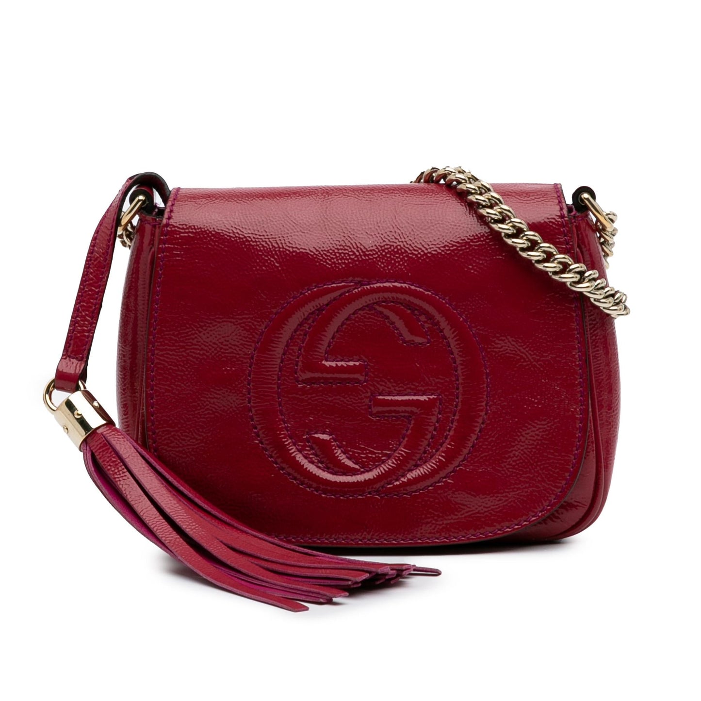 Gucci Soho Chain Flap Leather Patent Red Small Crossbody Bag Crossbody 3
