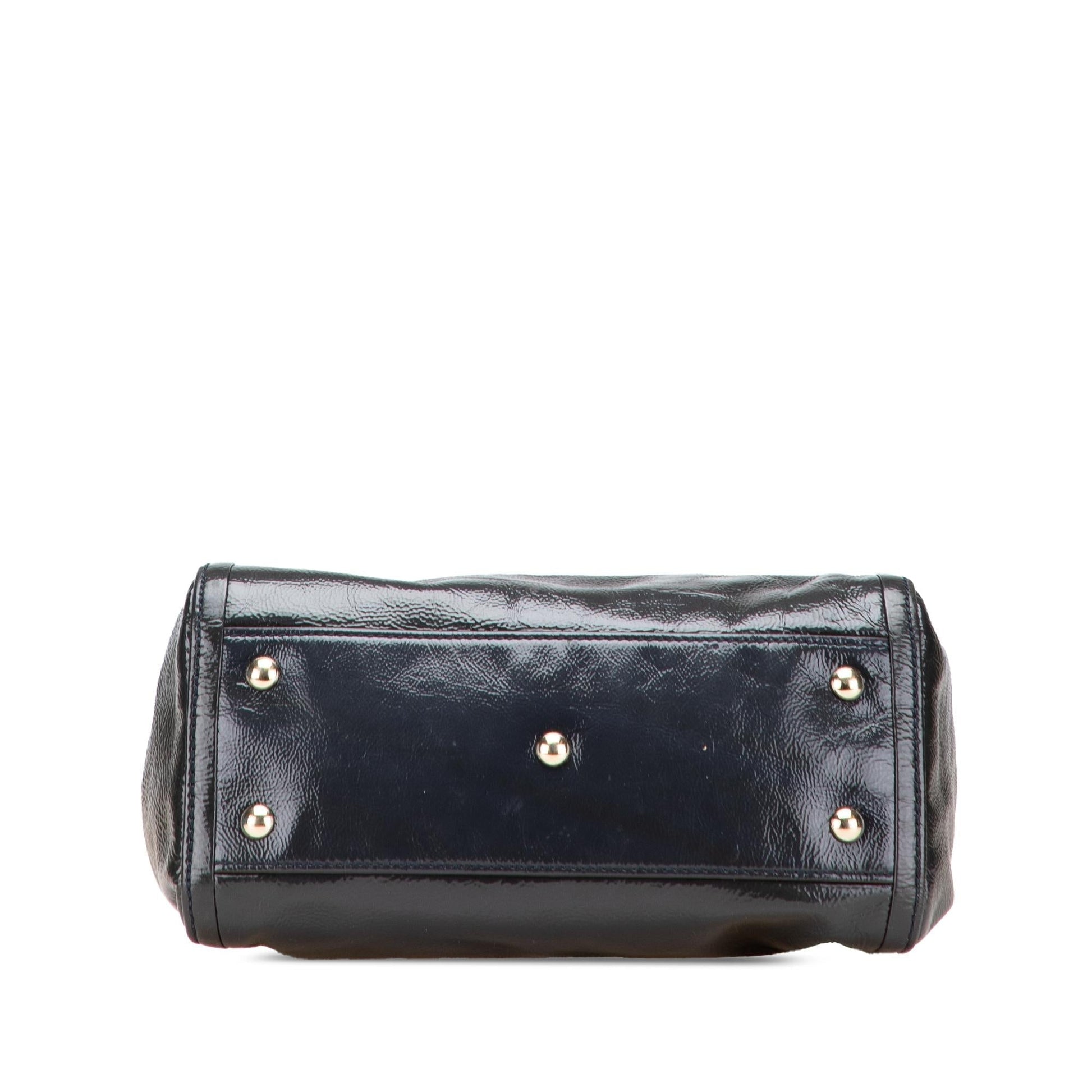 Gucci Soho Leather Patent Blue Small Satchel Bag