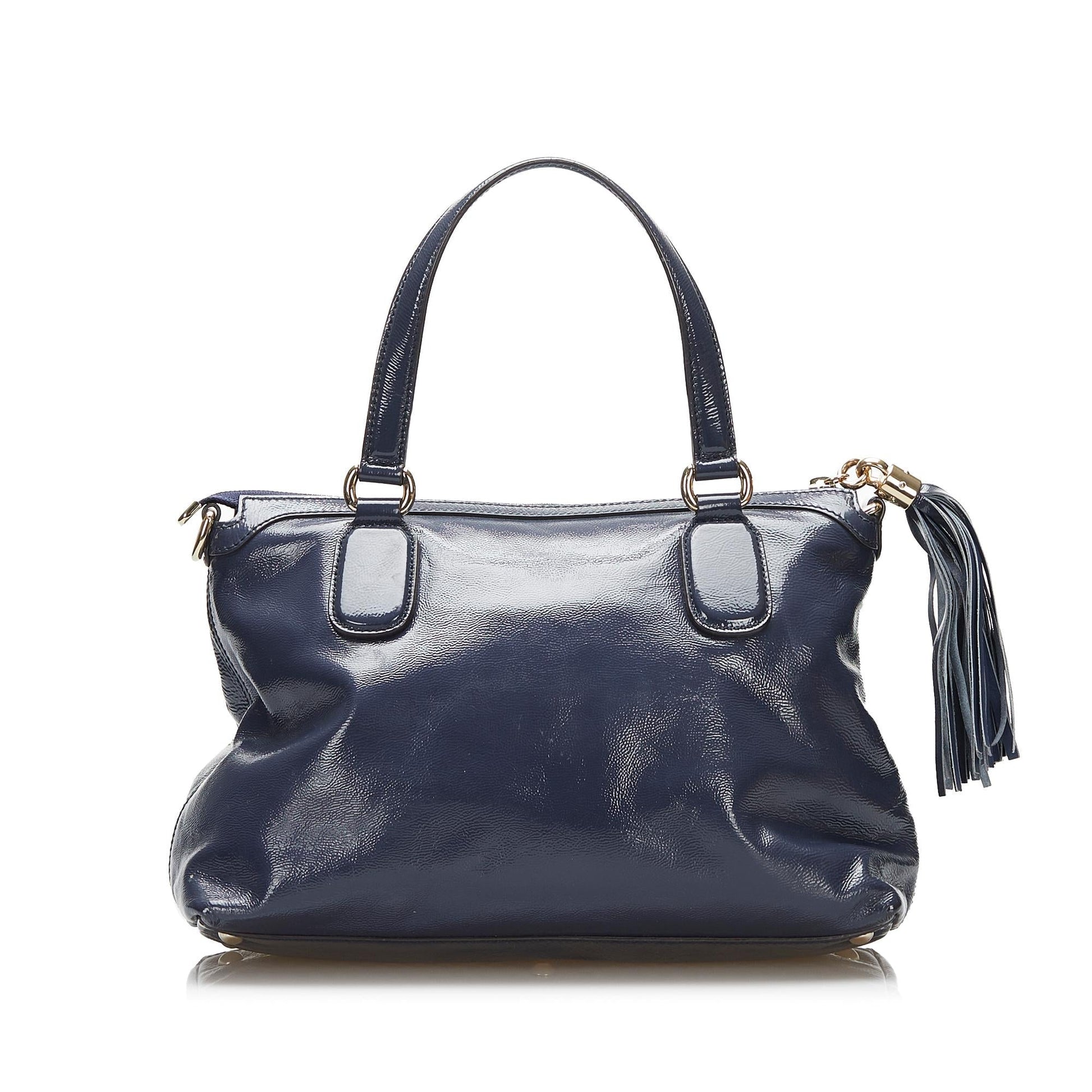 Gucci Soho Working SHG-cZqupT Leather Patent Blue Small Satchel Bag