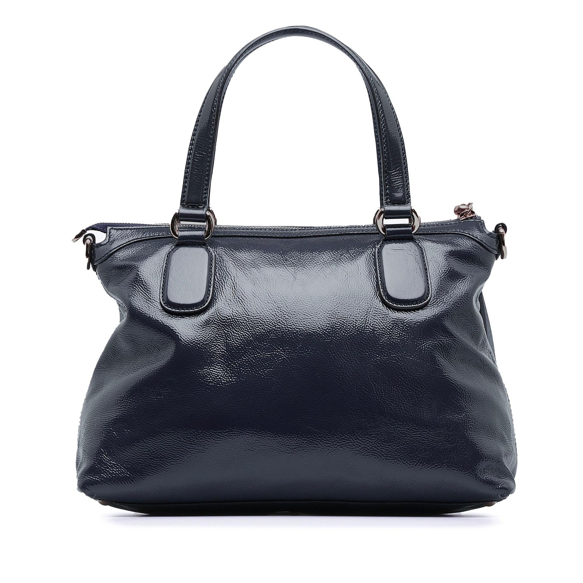 Gucci Soho Working SHG-xMBICY Leather Patent Blue Small Satchel Bag
