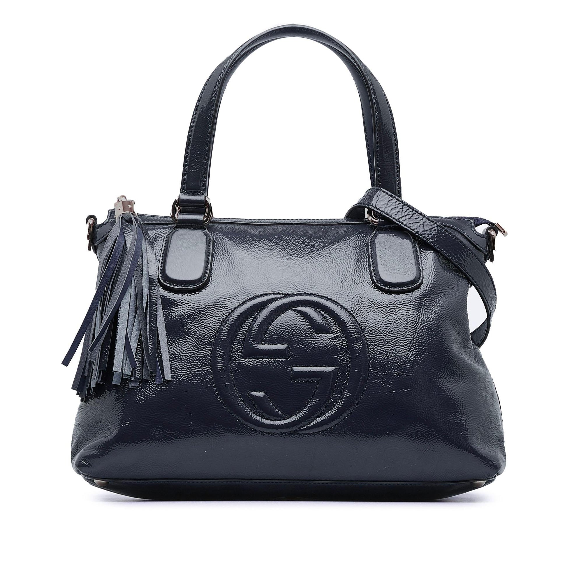 Gucci Soho Working SHG-xMBICY Leather Patent Blue Small Satchel Bag