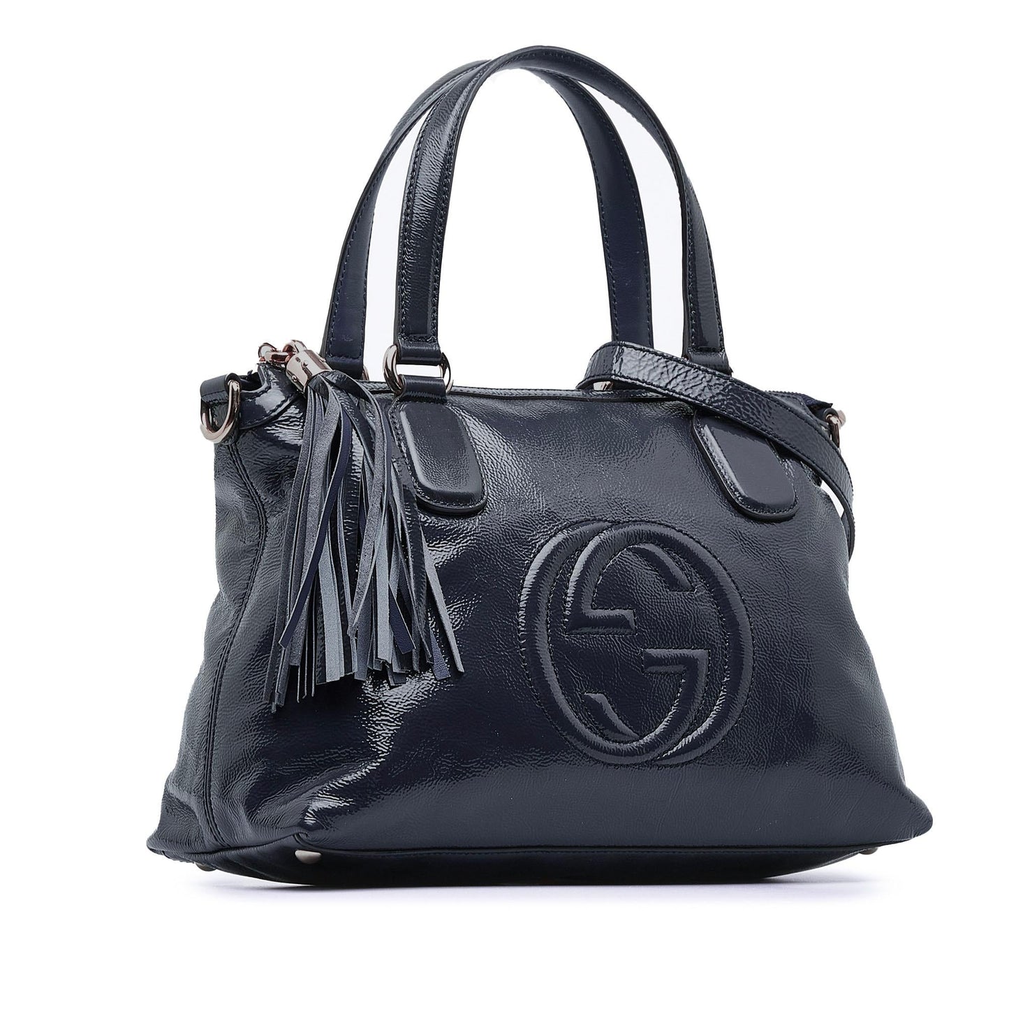 Gucci Soho Working SHG-xMBICY Leather Patent Blue Small Satchel Bag