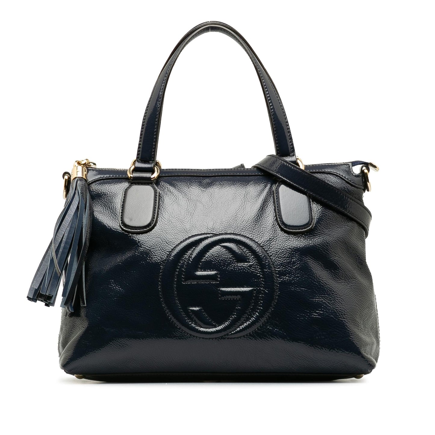 Gucci Soho Working SHG-cuXTJk Leather Patent Blue Small Satchel Bag
