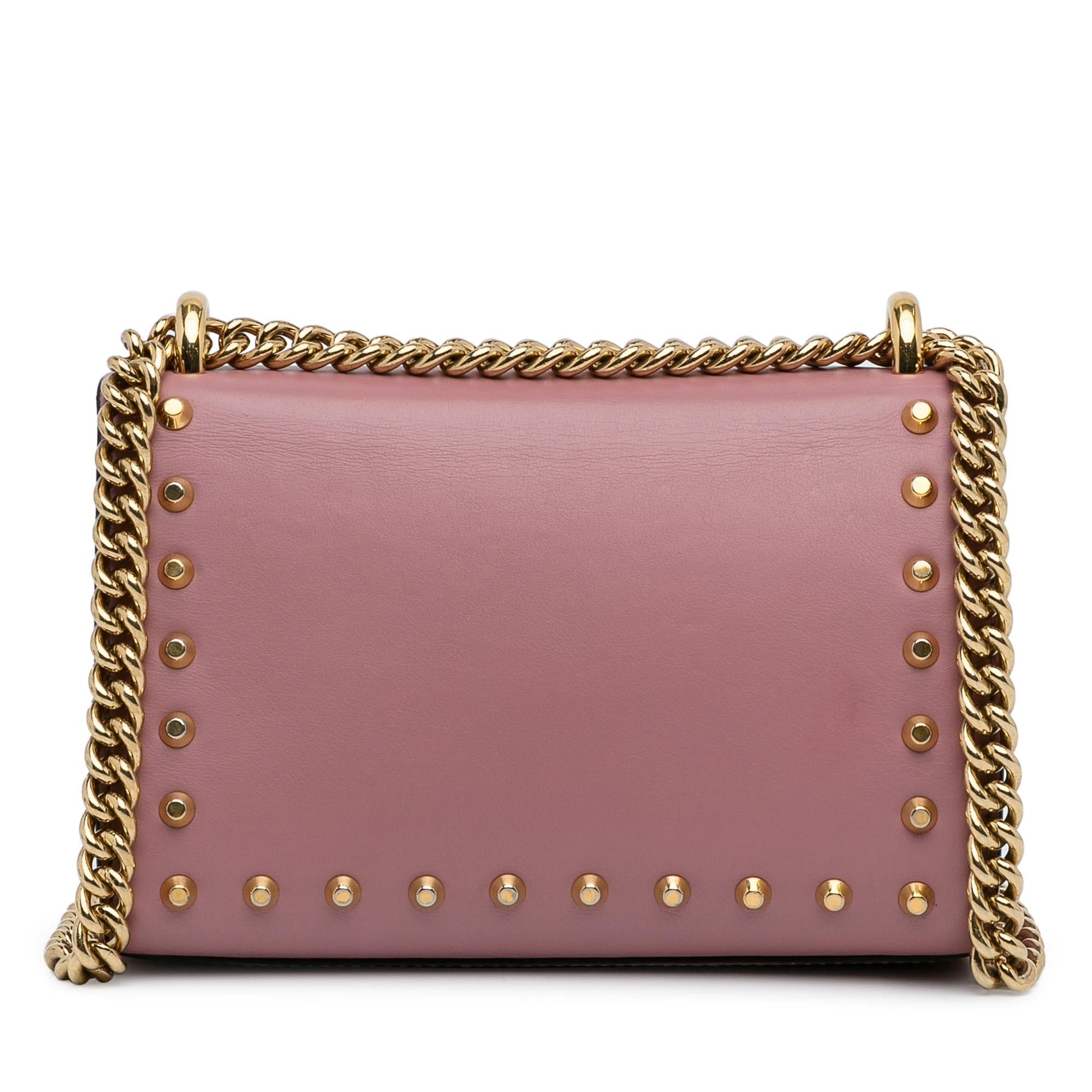 Gucci Pearl Studded Padlock SHG-9EXoma Calf Pink Small Crossbody Bag