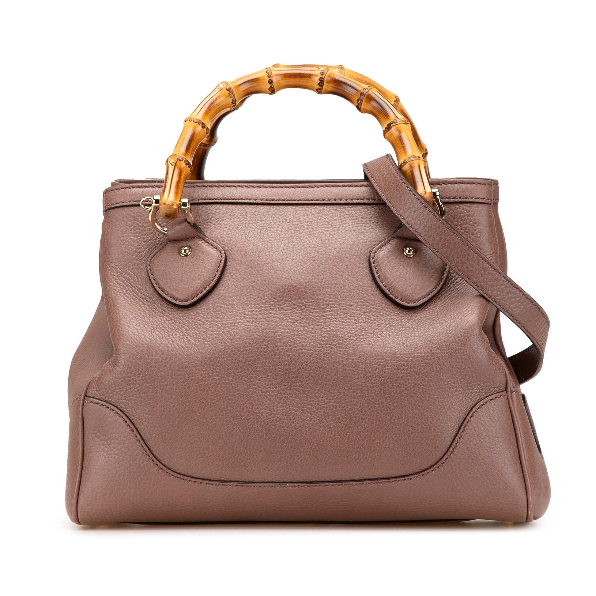 Gucci Pebbled Diana Bamboo Calfskin Small Top Handle Tote Bag
