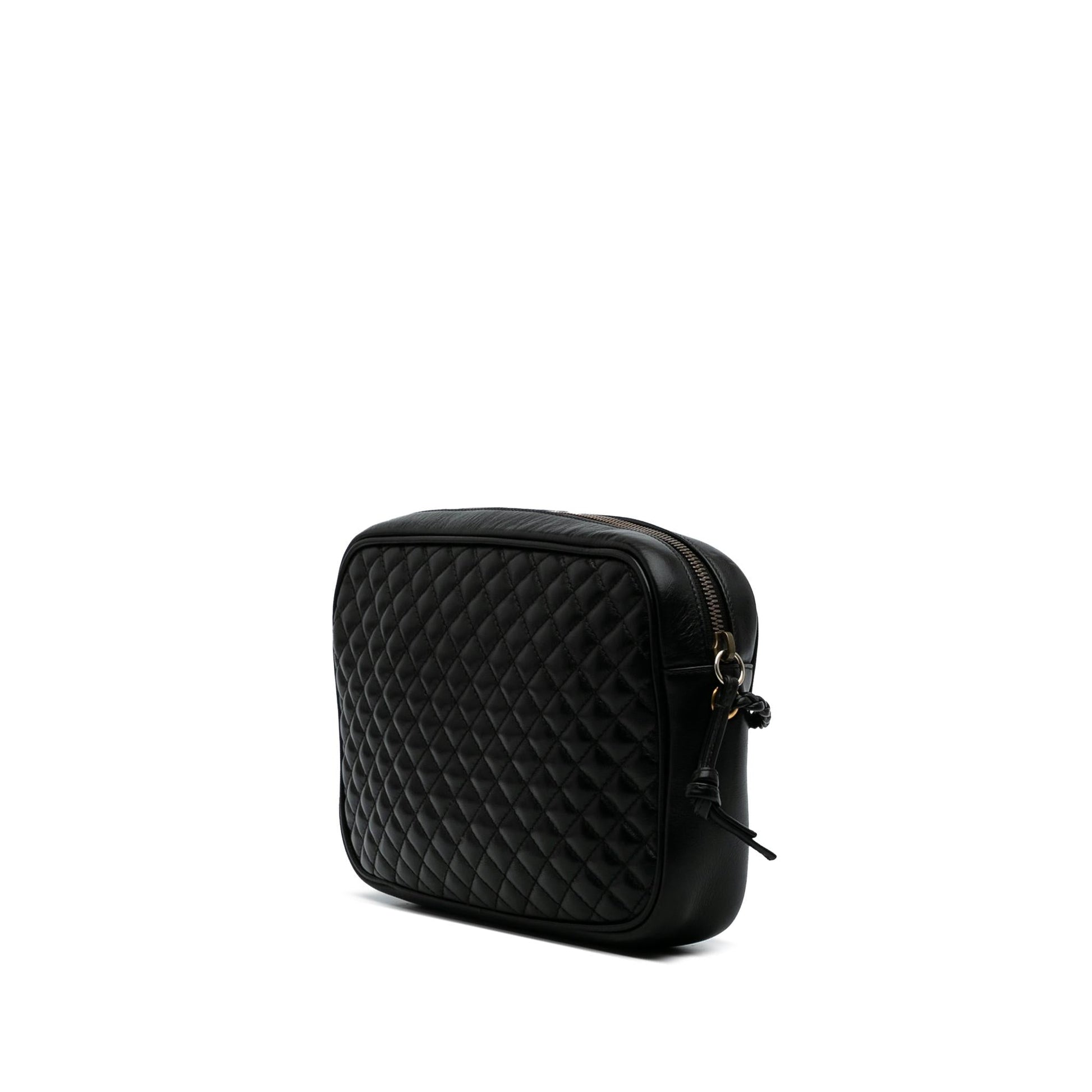 Gucci Web Trapuntata Quilted Leather Calf Black Crossbody Bag