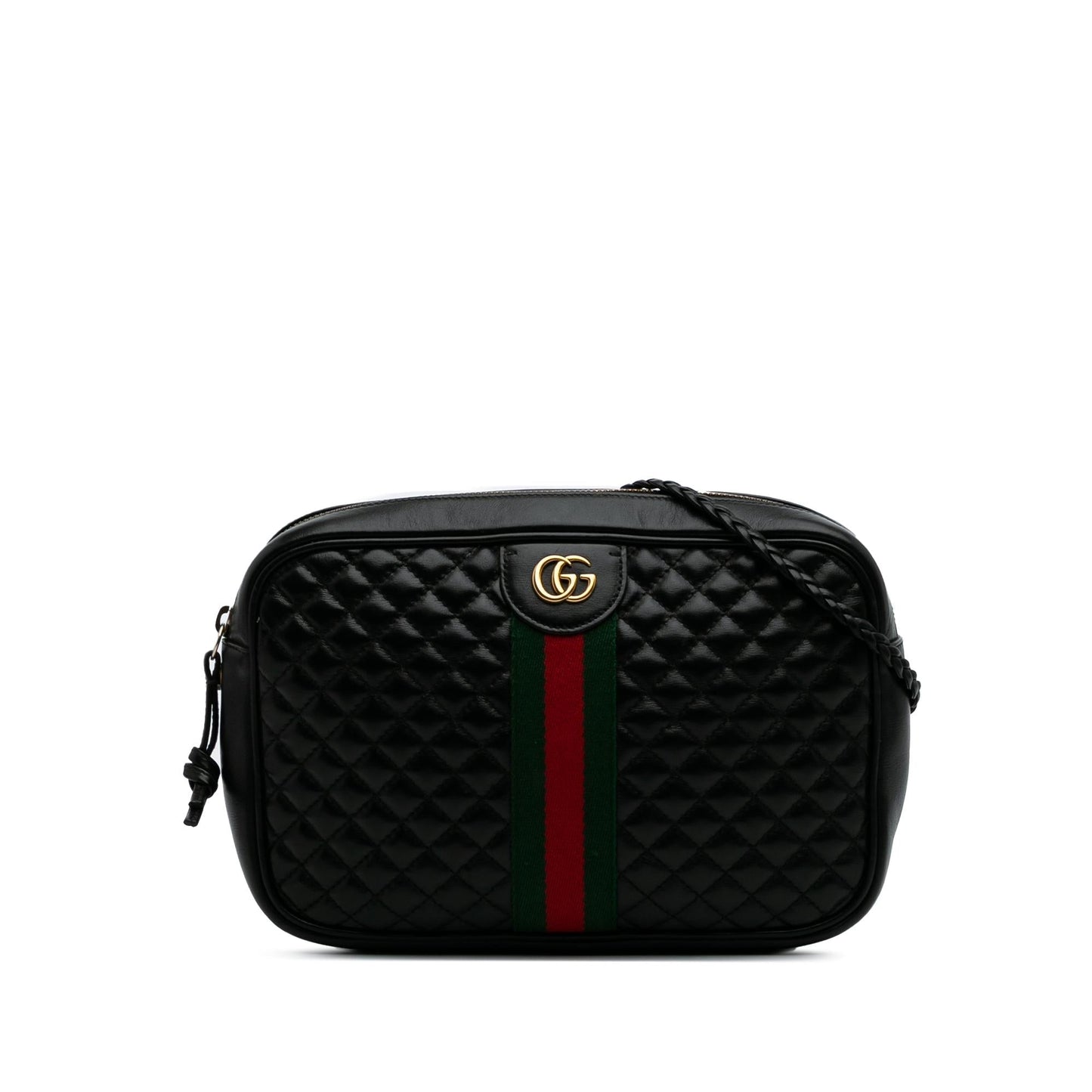 Gucci Web Trapuntata Quilted Leather Calf Black Crossbody Bag Crossbody 1