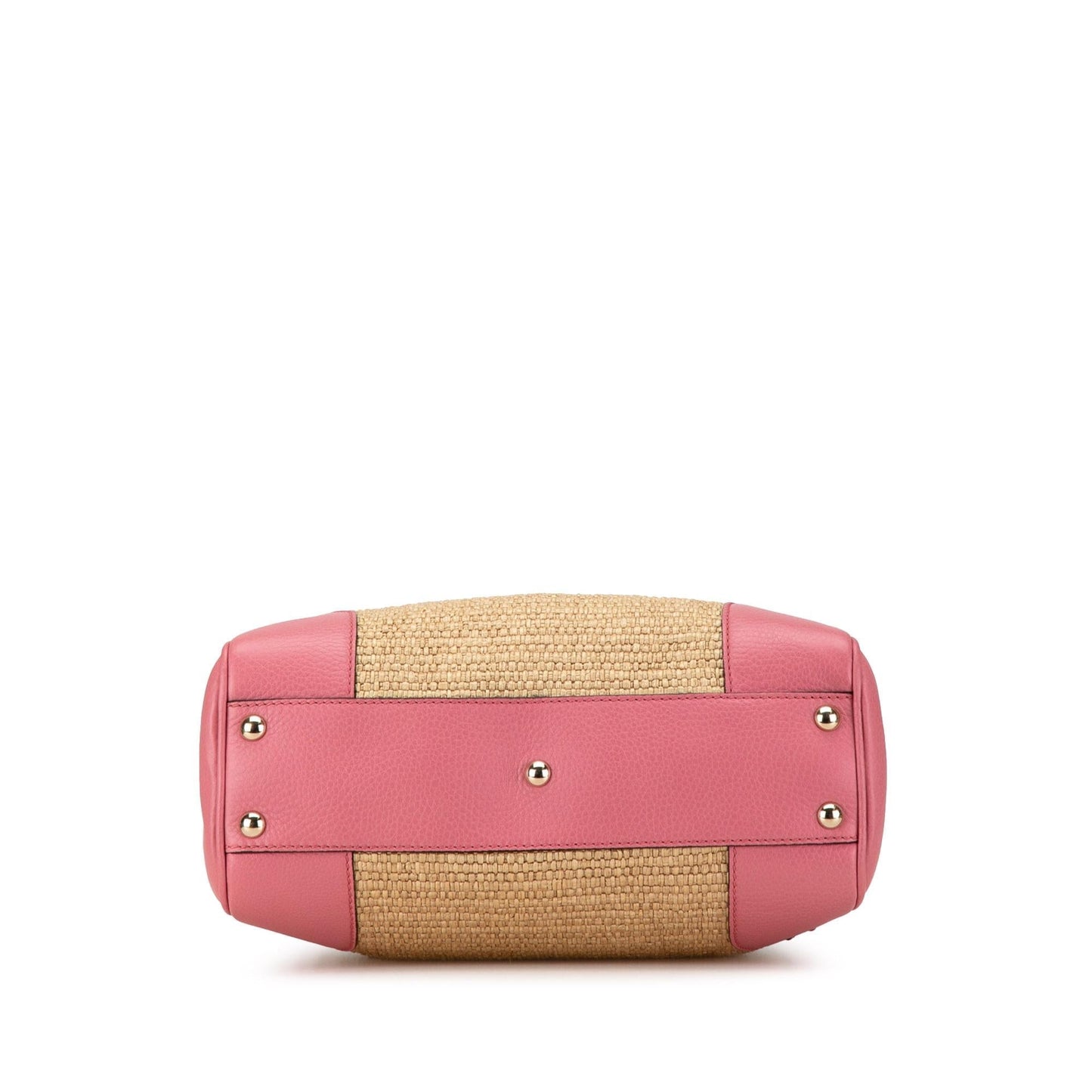 Gucci Bamboo Shopper SHG-705pfP Raffia Calf Brown Pink Tote Bag