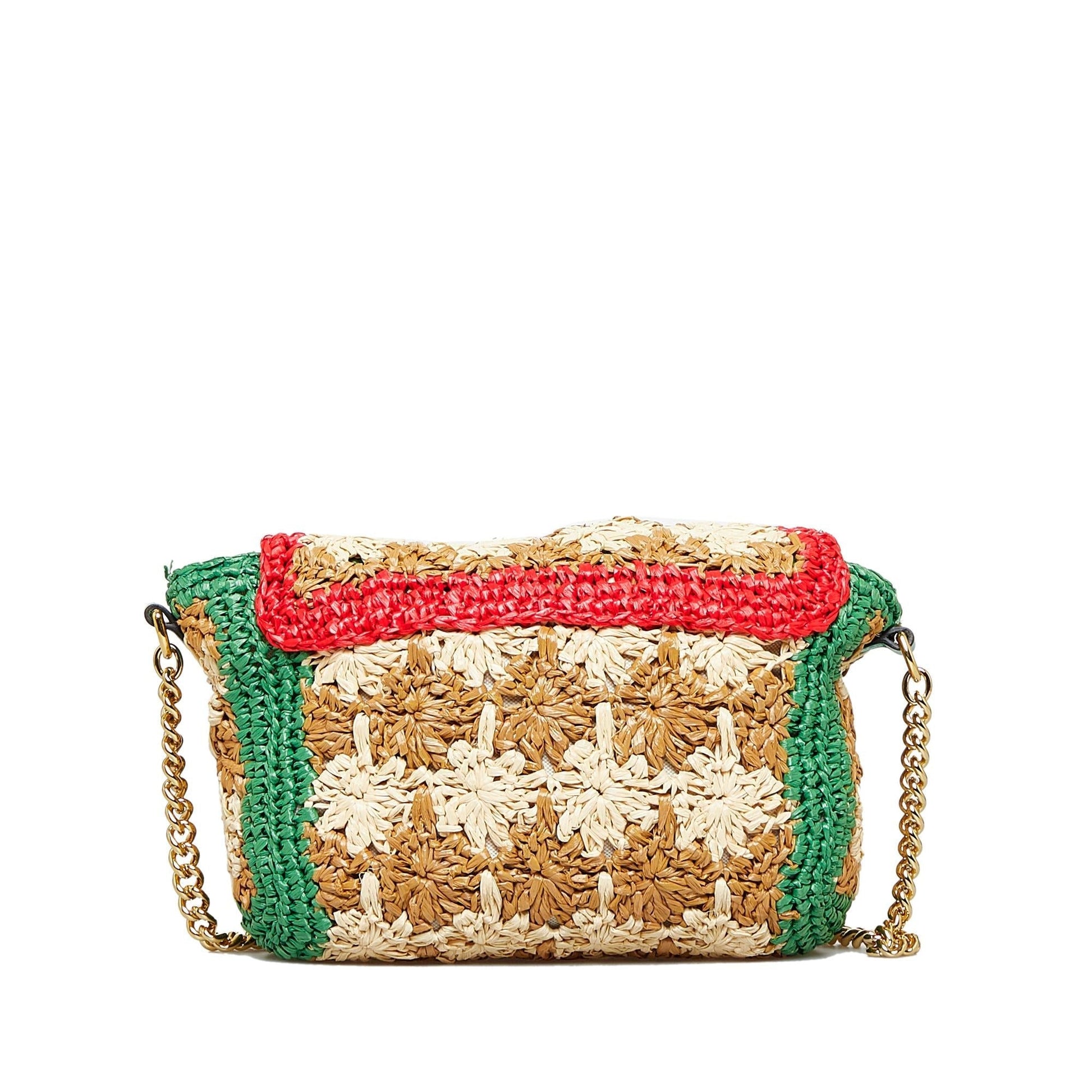 Gucci GG Marmont SHG-aHeBXr Raffia Calf Brown Small Crossbody Bag
