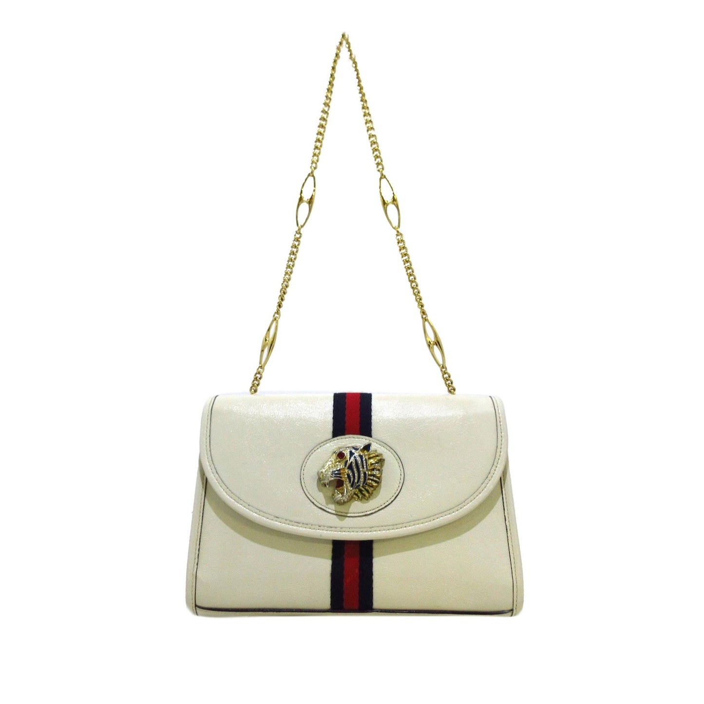 Gucci Rajah Web SHG-9eTmkE Calf White Small Chain Satchel Bag