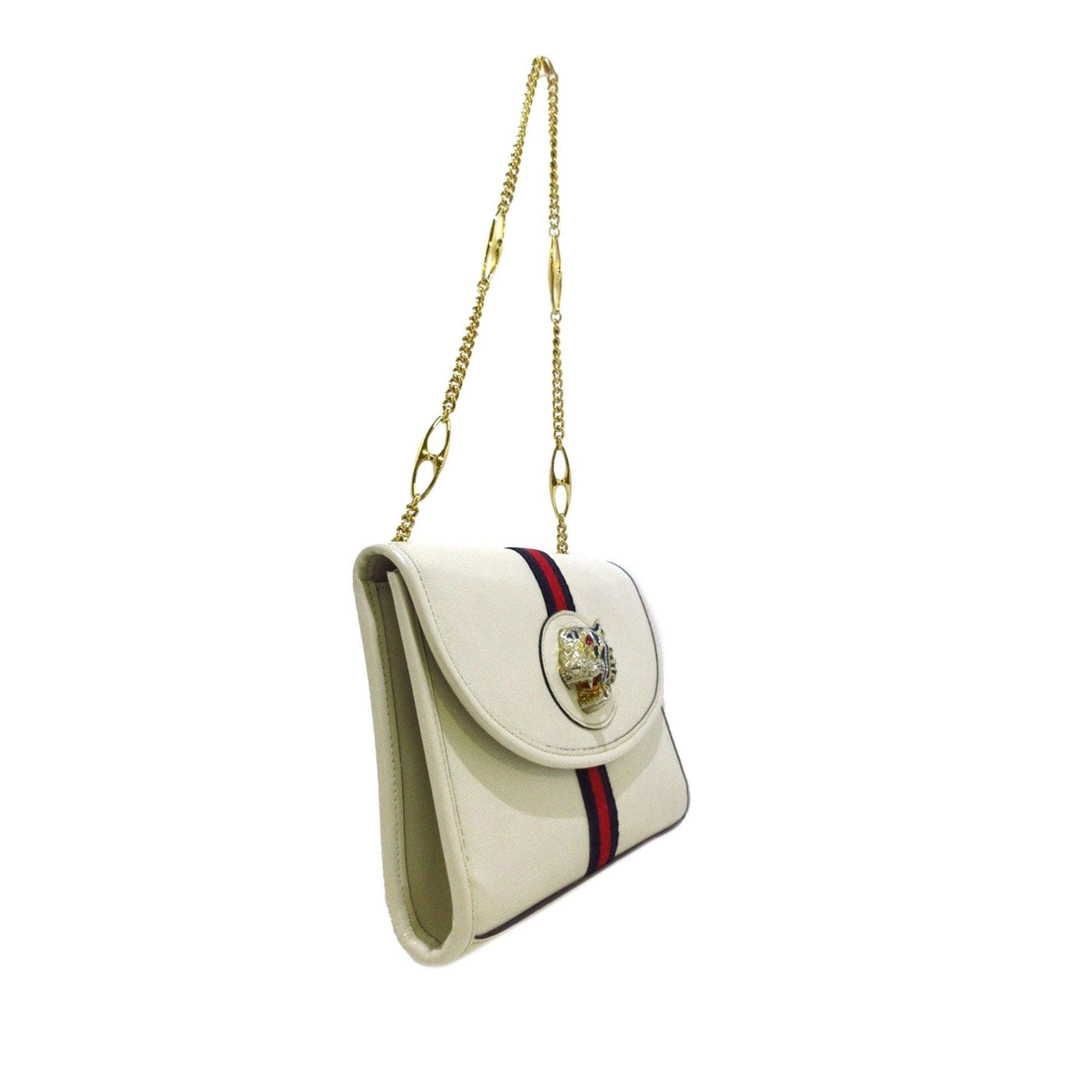 Gucci Rajah Web SHG-9eTmkE Calf White Small Chain Satchel Bag