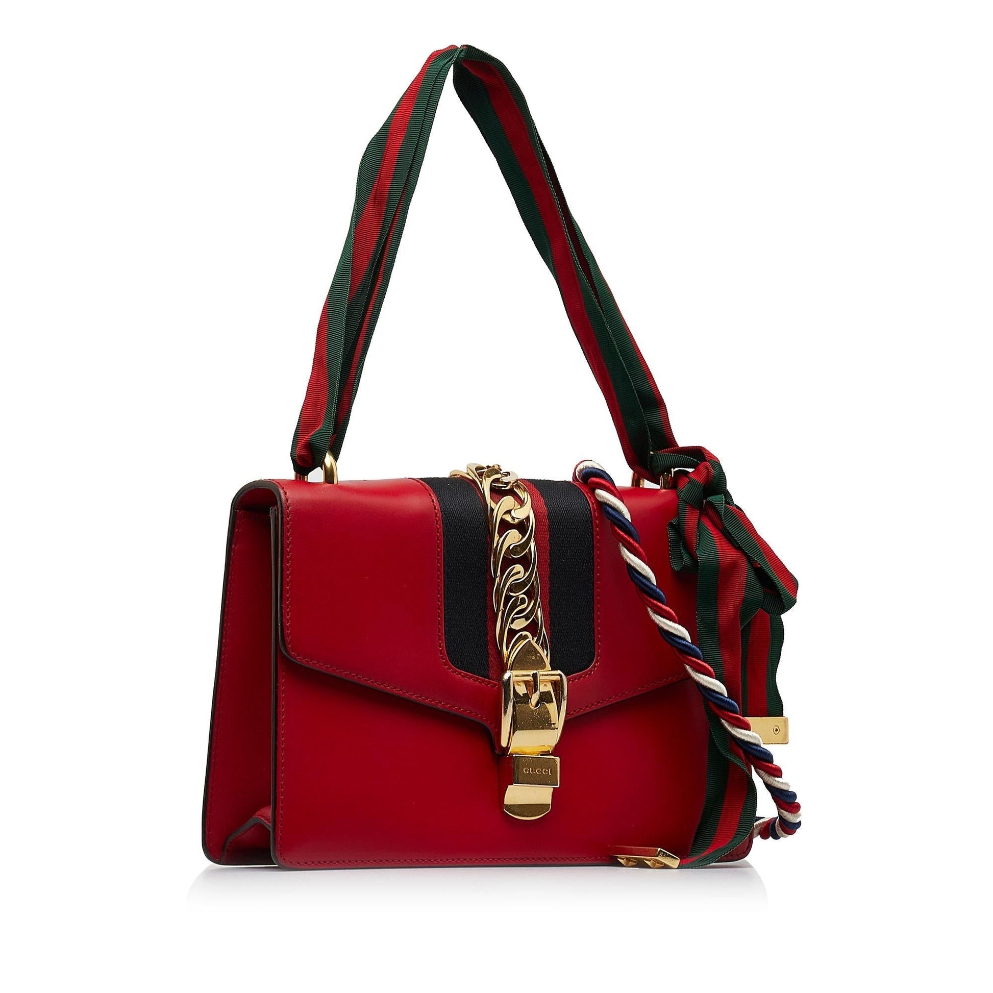 Gucci Sylvie SHG-zrrnw9 Calf Red Small Satchel Bag