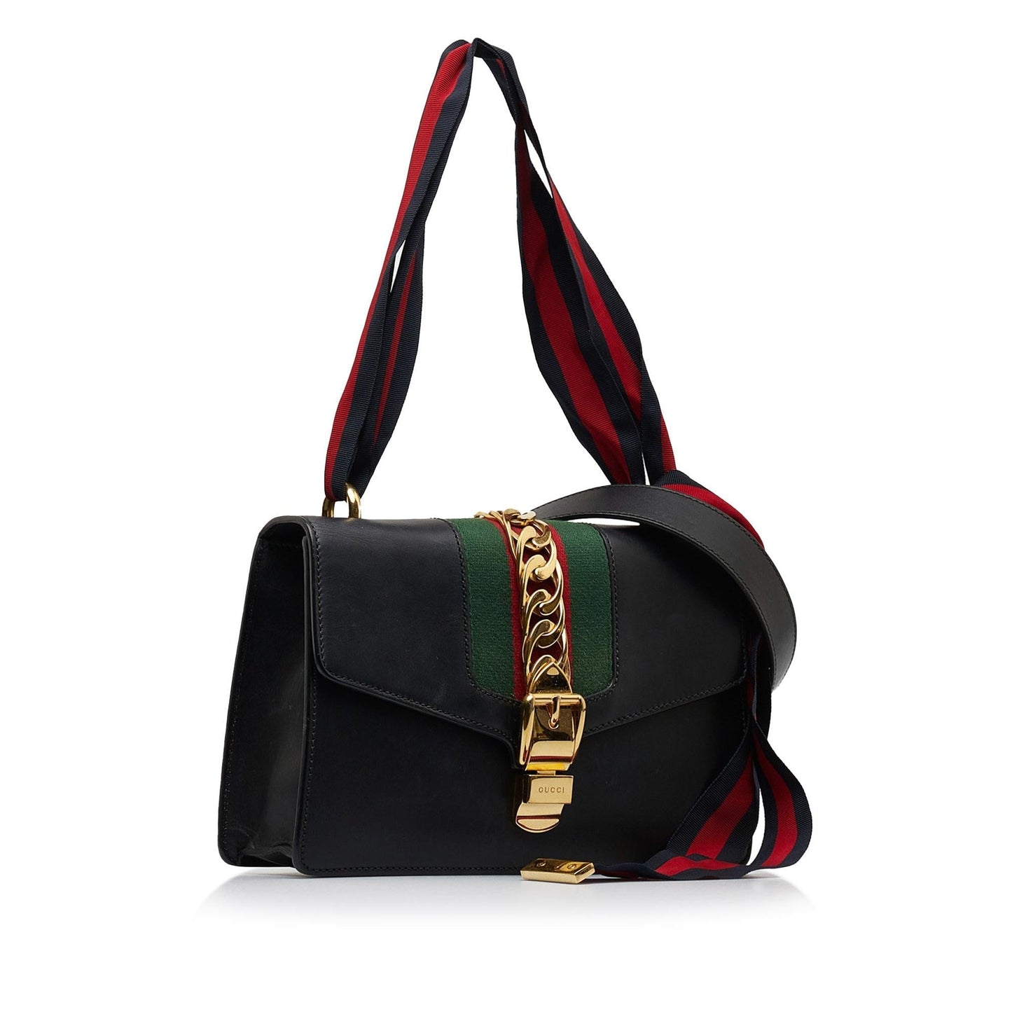 Gucci Sylvie SHG-WHO8sd Calf Black Small Satchel Bag