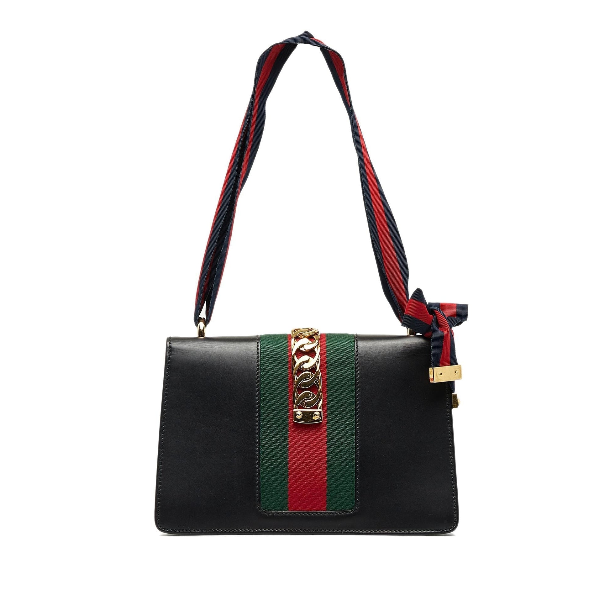 Gucci Sylvie SHG-ncEqgP Calf Black Small Satchel Bag