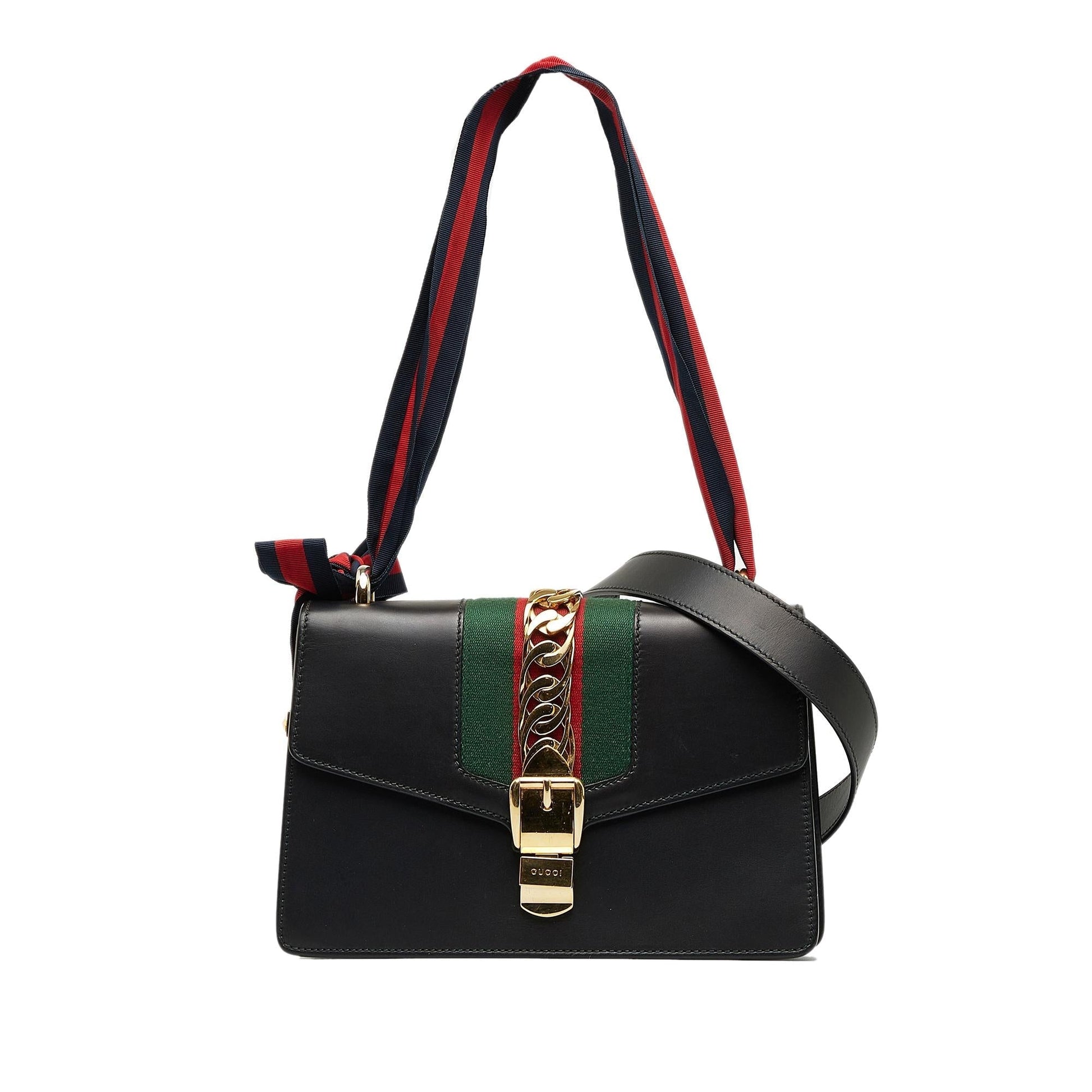Gucci Sylvie SHG-ncEqgP Calf Black Small Satchel Bag