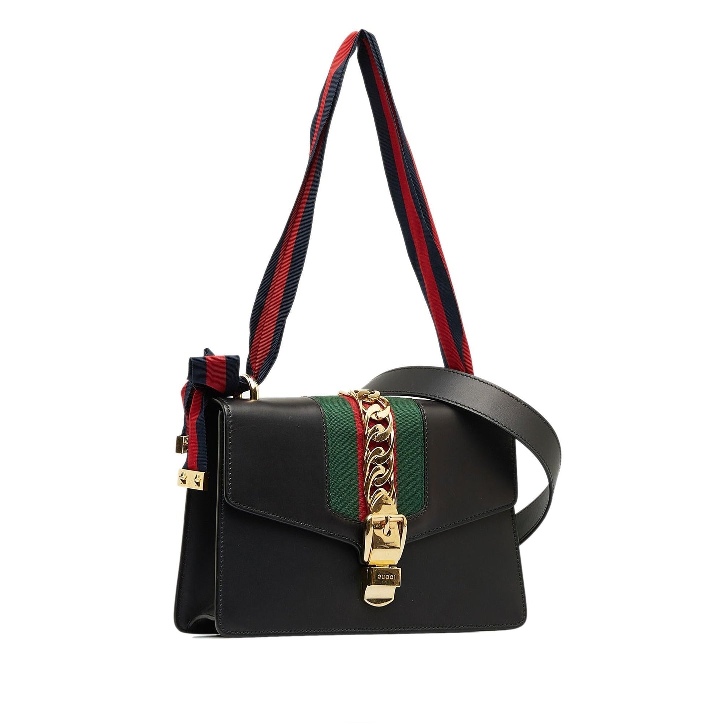 Gucci Sylvie SHG-ncEqgP Calf Black Small Satchel Bag