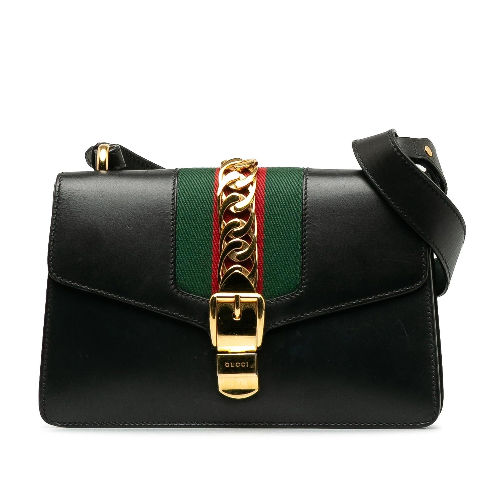Gucci Sylvie SHG-9GUSps Calf Black Small Satchel Bag