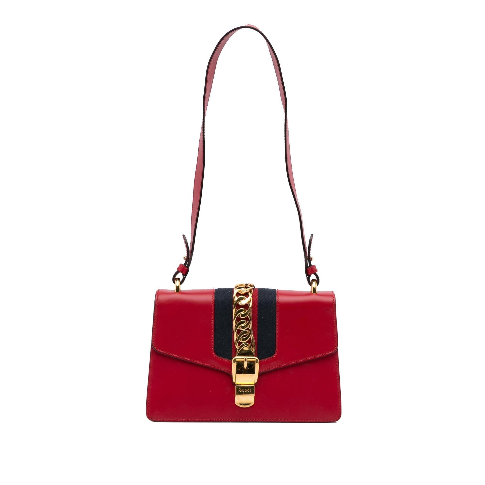 Gucci Sylvie SHG-WmKQWX Calf Red Small Shoulder Bag