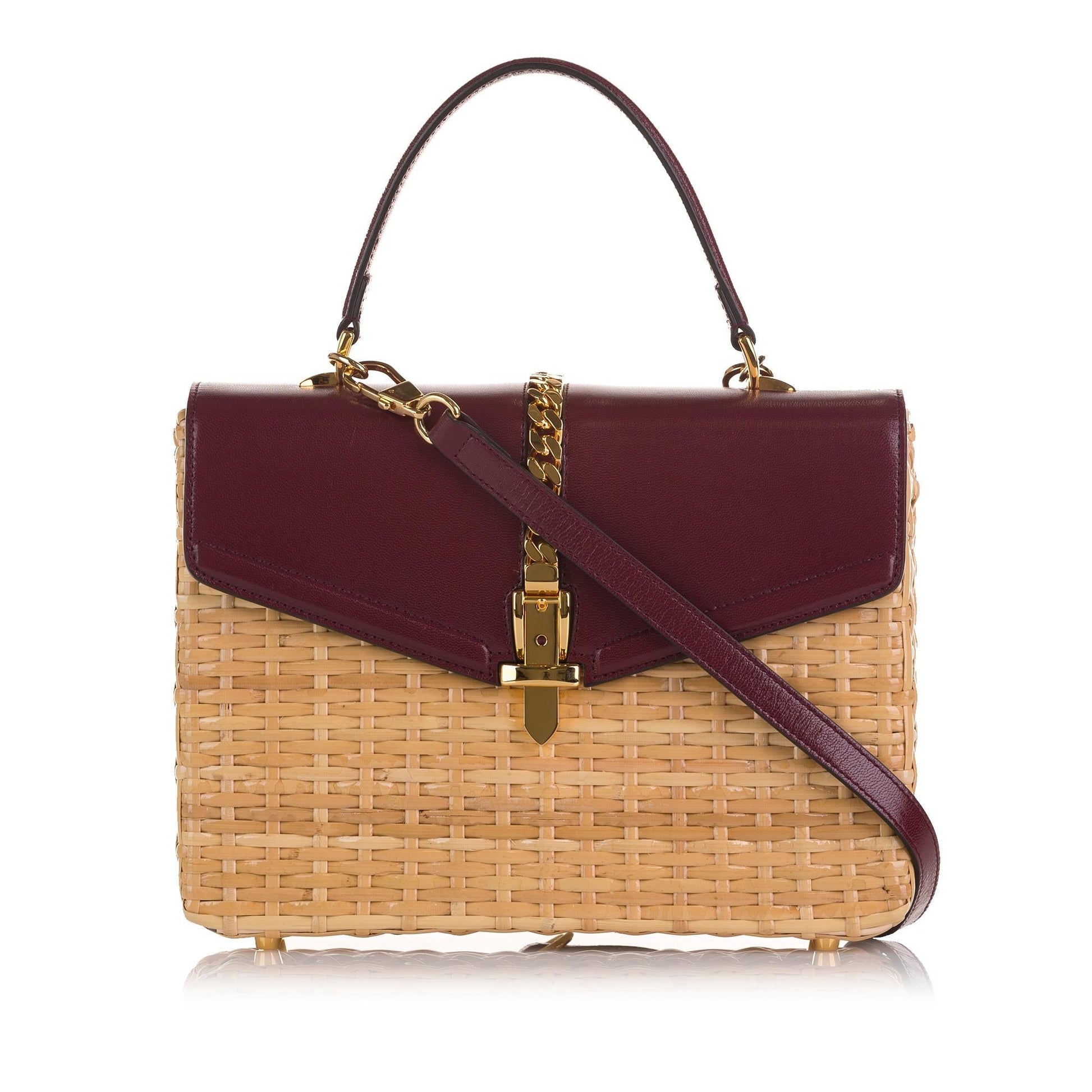 Gucci Sylvie Wicker SHG-v3LAgD Brown Small Satchel Bag