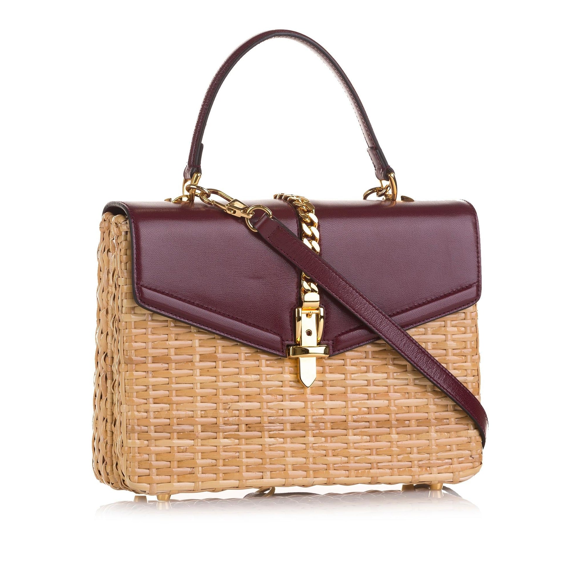 Gucci Sylvie Wicker SHG-v3LAgD Brown Small Satchel Bag