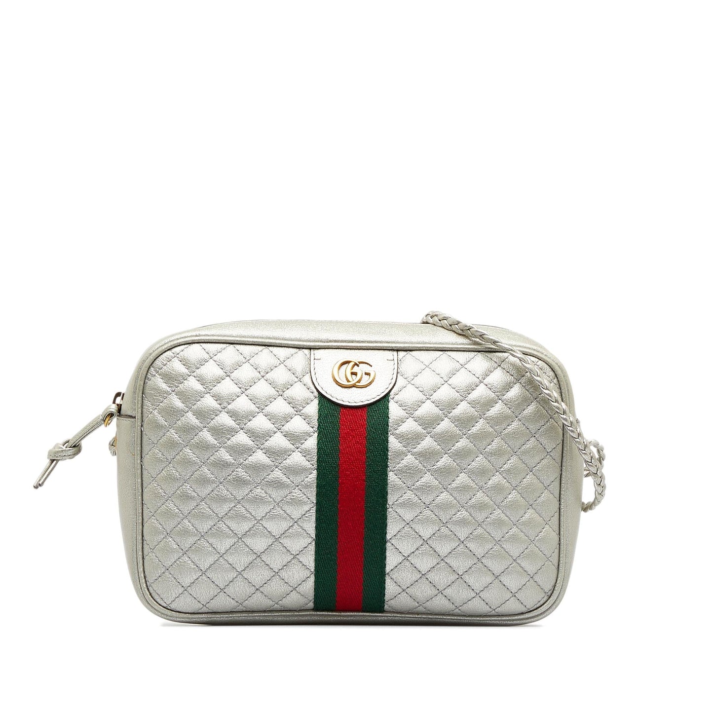 Gucci Trapuntata Camera SHG-jyHePn Quilted Calf Silver Small Crossbody Bag