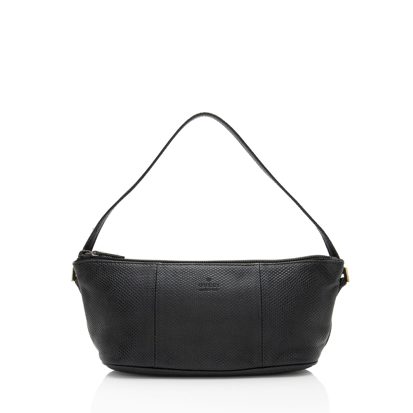Gucci Snakeskin Embossed Classic Pochette Leather Black Handbag