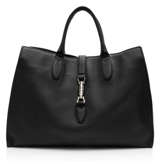 Gucci Soft Pebbled Jackie - FINAL Leather Black Medium Tote Bag