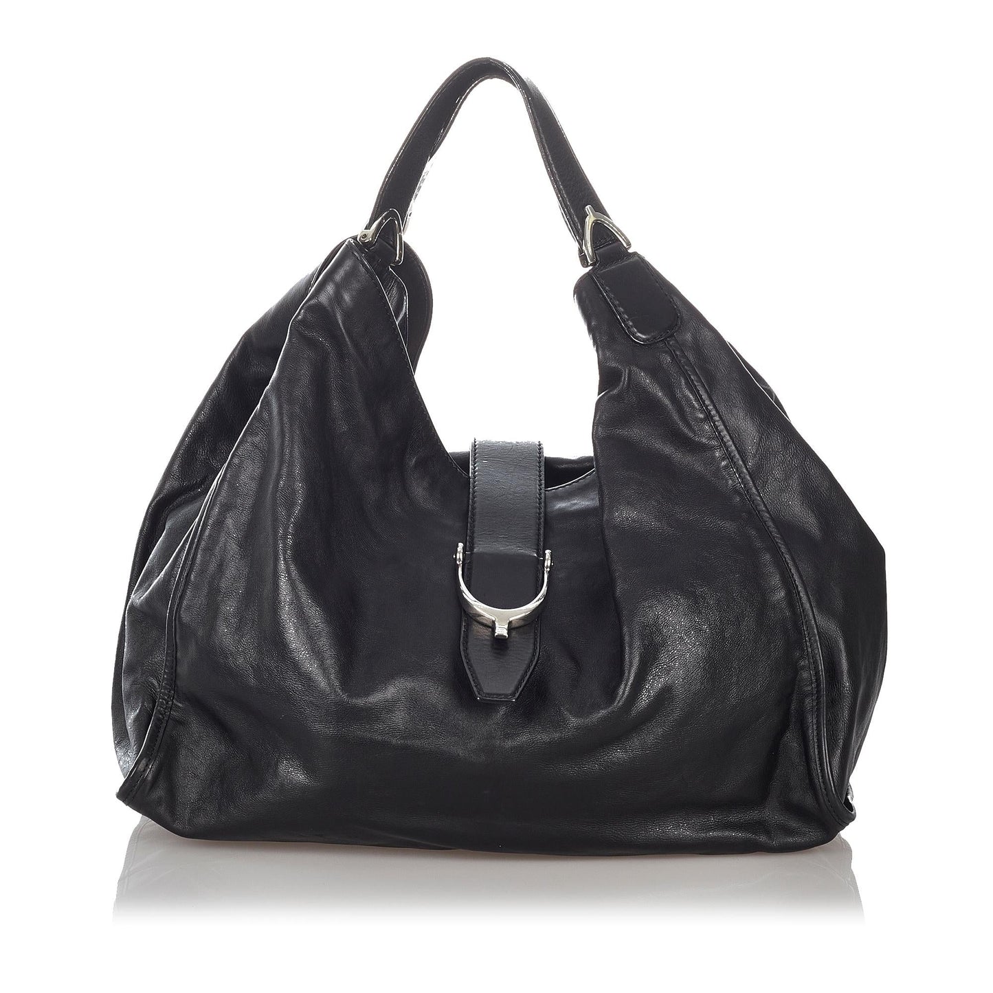 Gucci Soft Stirrup SHG-Dw2BmF Leather Calf Black Tote Bag