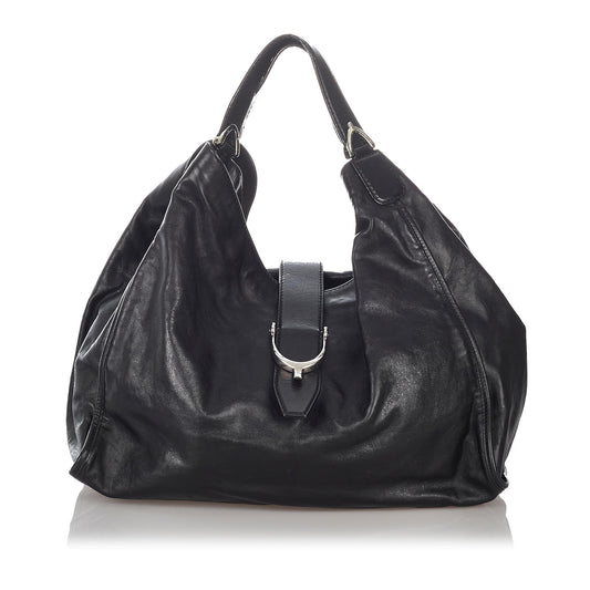 Gucci Soft Stirrup SHG-Dw2BmF Leather Calf Black Tote Bag
