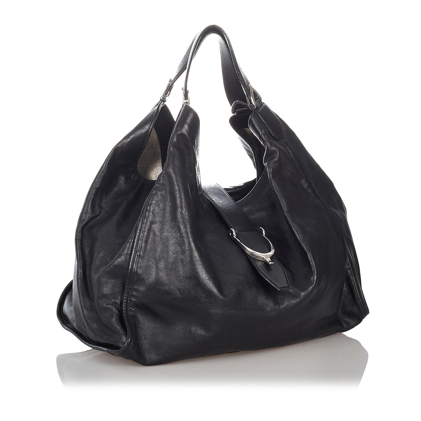 Gucci Soft Stirrup SHG-Dw2BmF Leather Calf Black Tote Bag