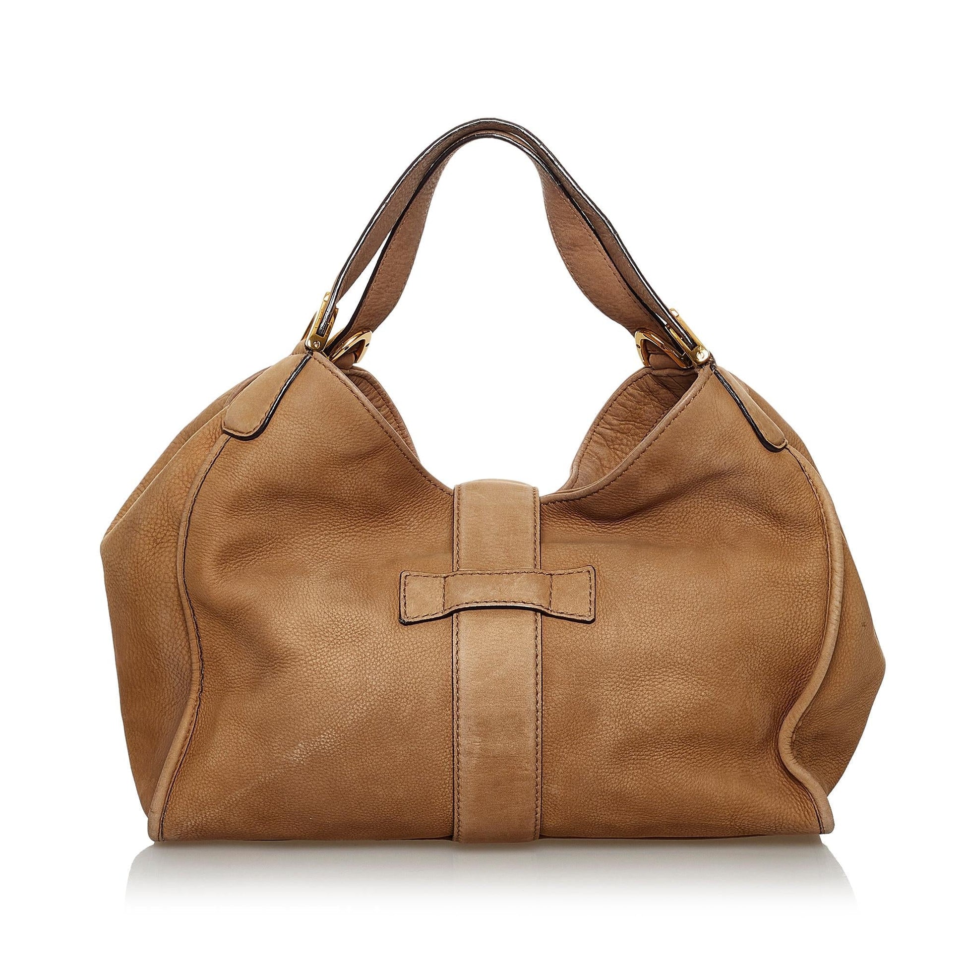 Gucci Soft Stirrup Nubuck SHG Leather Brown Shoulder Bag